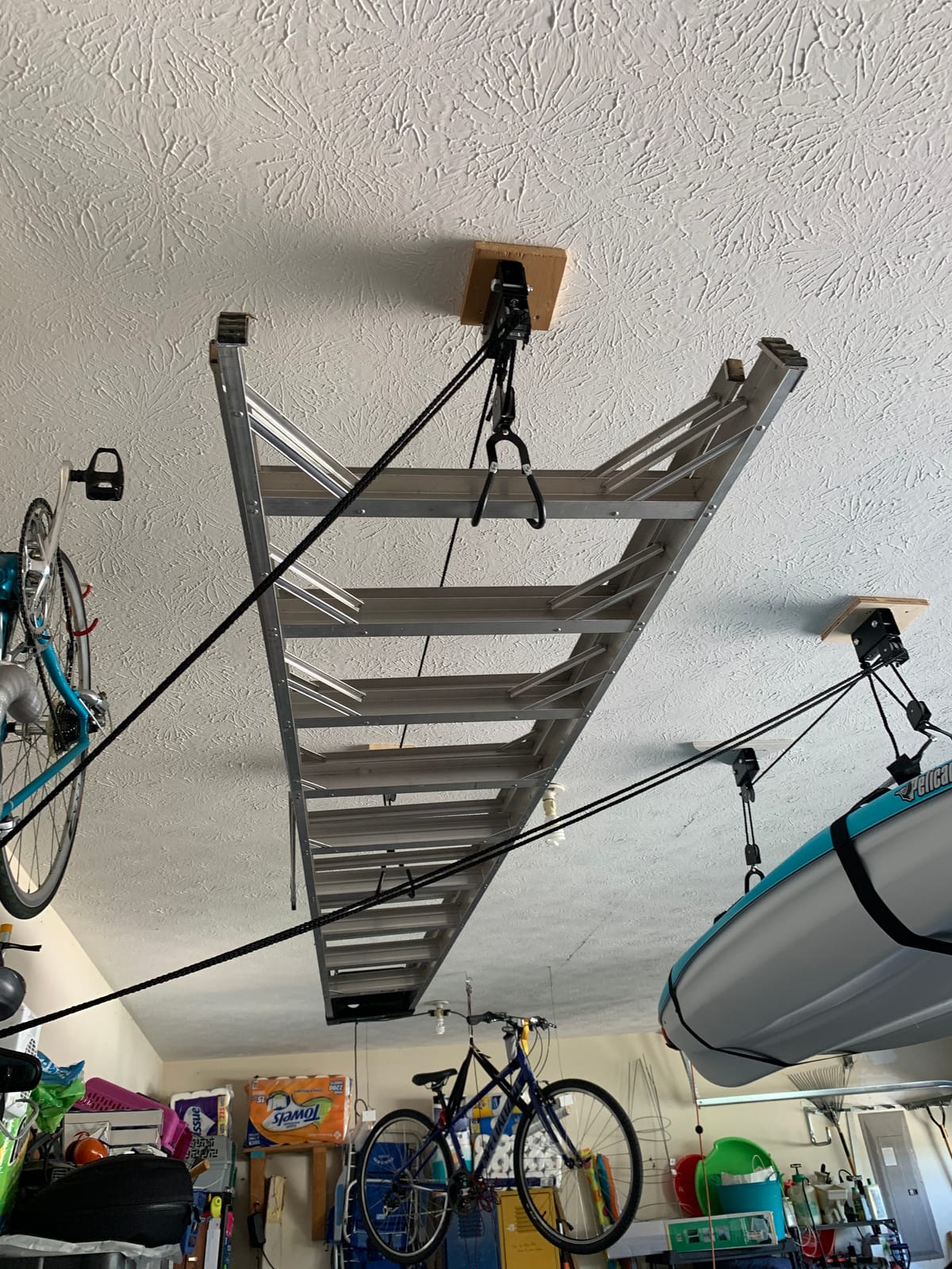 Kayak Hoist Lift, Hanging 2 Pulley System - 2-Pack Heavy Duty Garage Ceiling Mount 125 Pound Capacity Per Set - Bicycle, Paddleboard, Canoe and Ladder Storage Tool customer photo 2