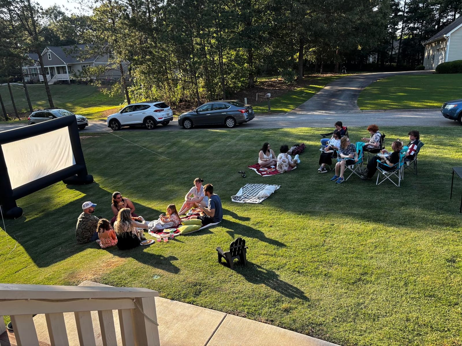 XHYCPY Inflatable Projector Screen 15ft with Air Blower and Storage Bag, Easy Set up, Front and Rear Projection for Outdoor Movie Night Backyard Pool Fun customer photo 1