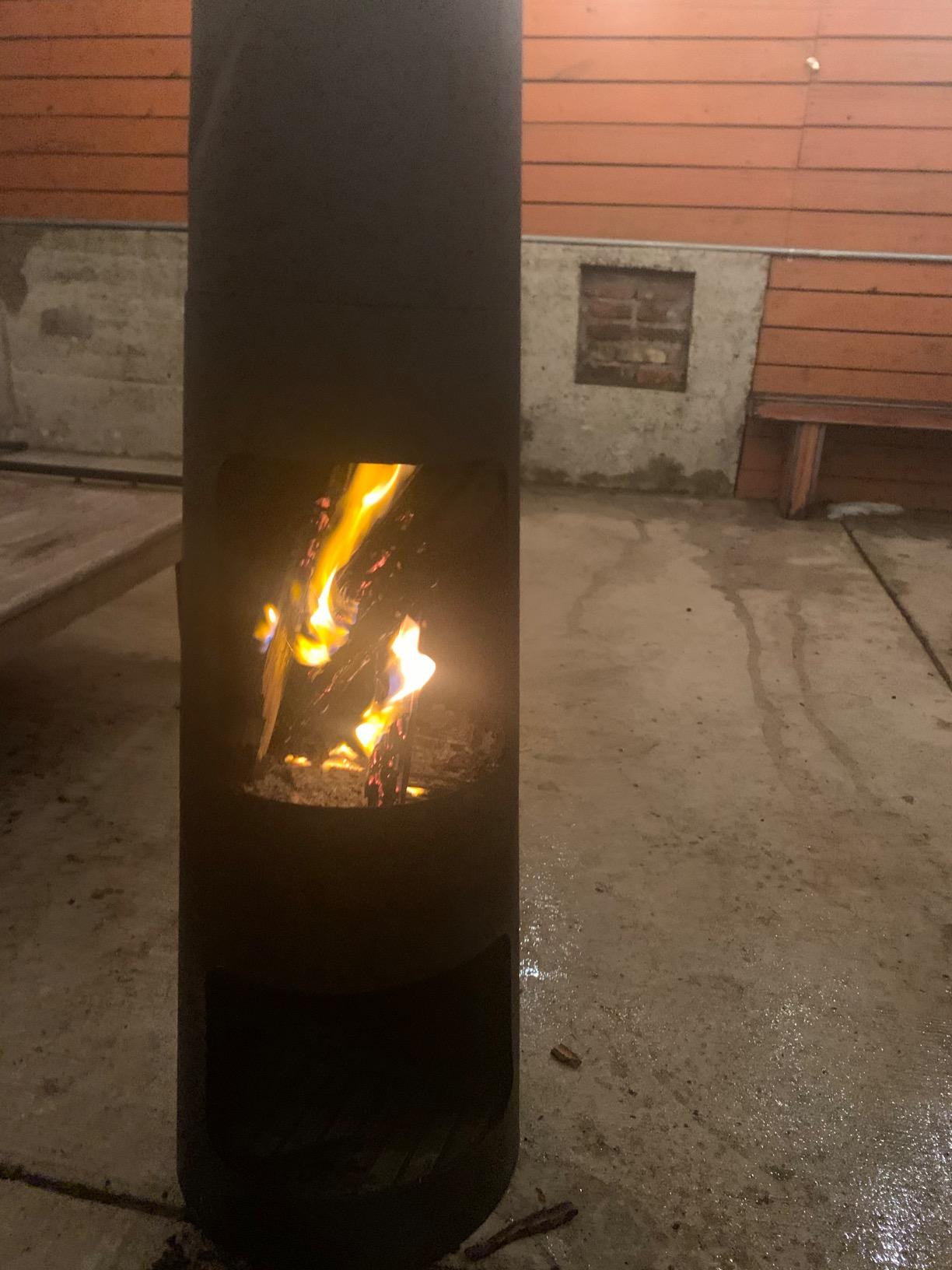 Sunnydaze Chiminea Outdoor Fireplace - Chiminea Fire Pit with Poker and Cover - Outdoor Wood-Burning Fire Pit - Black customer photo 2