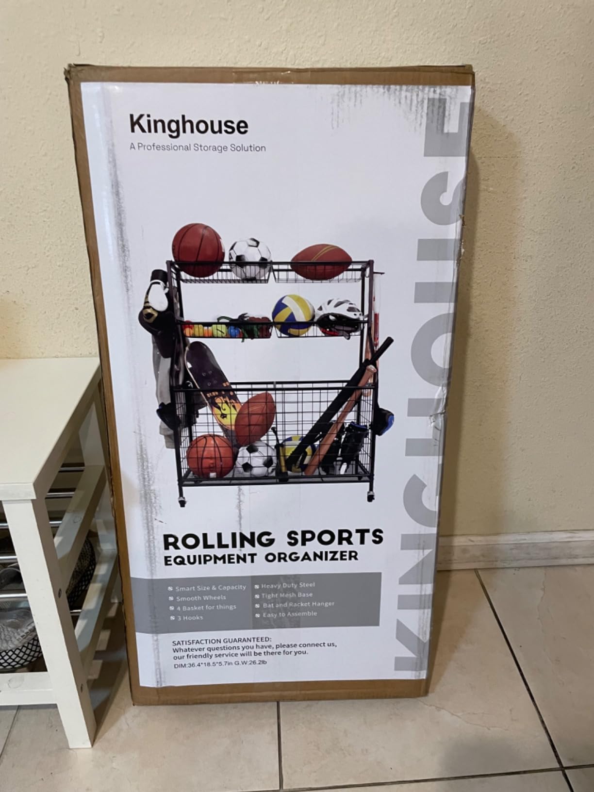 Kinghouse Sport Equipment Organizer for Garage, Steel Basketball Rack with Bat Holder and Hooks, Easy Assembly Storage for Balls, Kids' Toys, Workout Gear, Home Gym, Outdoor customer photo 1