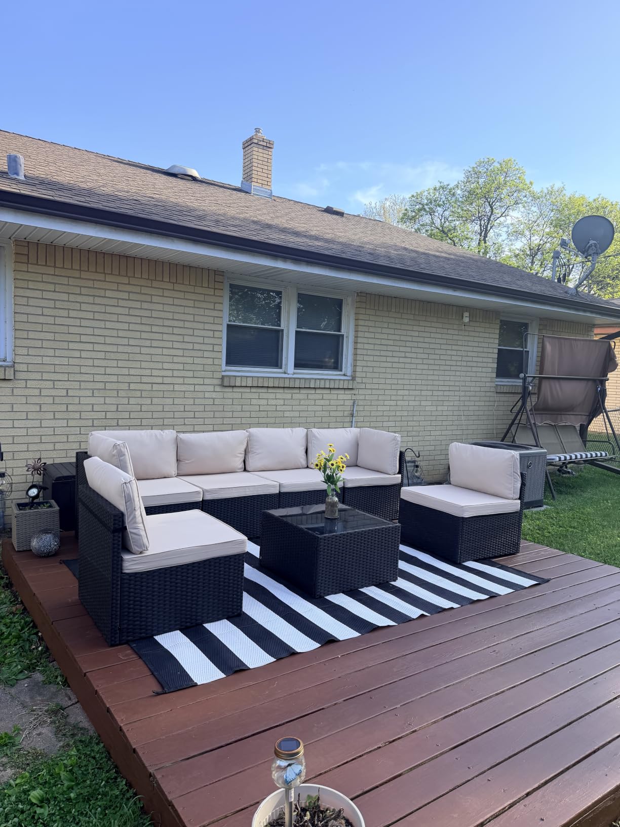 Pamapic 7 Pieces Outdoor Sectional Furniture,Wicker Patio sectional Furniture Sets,All-Weather Rattan Sectional Sofa Conversation Set with Coffee Table and Washable Couch Cushions Covers customer photo 2