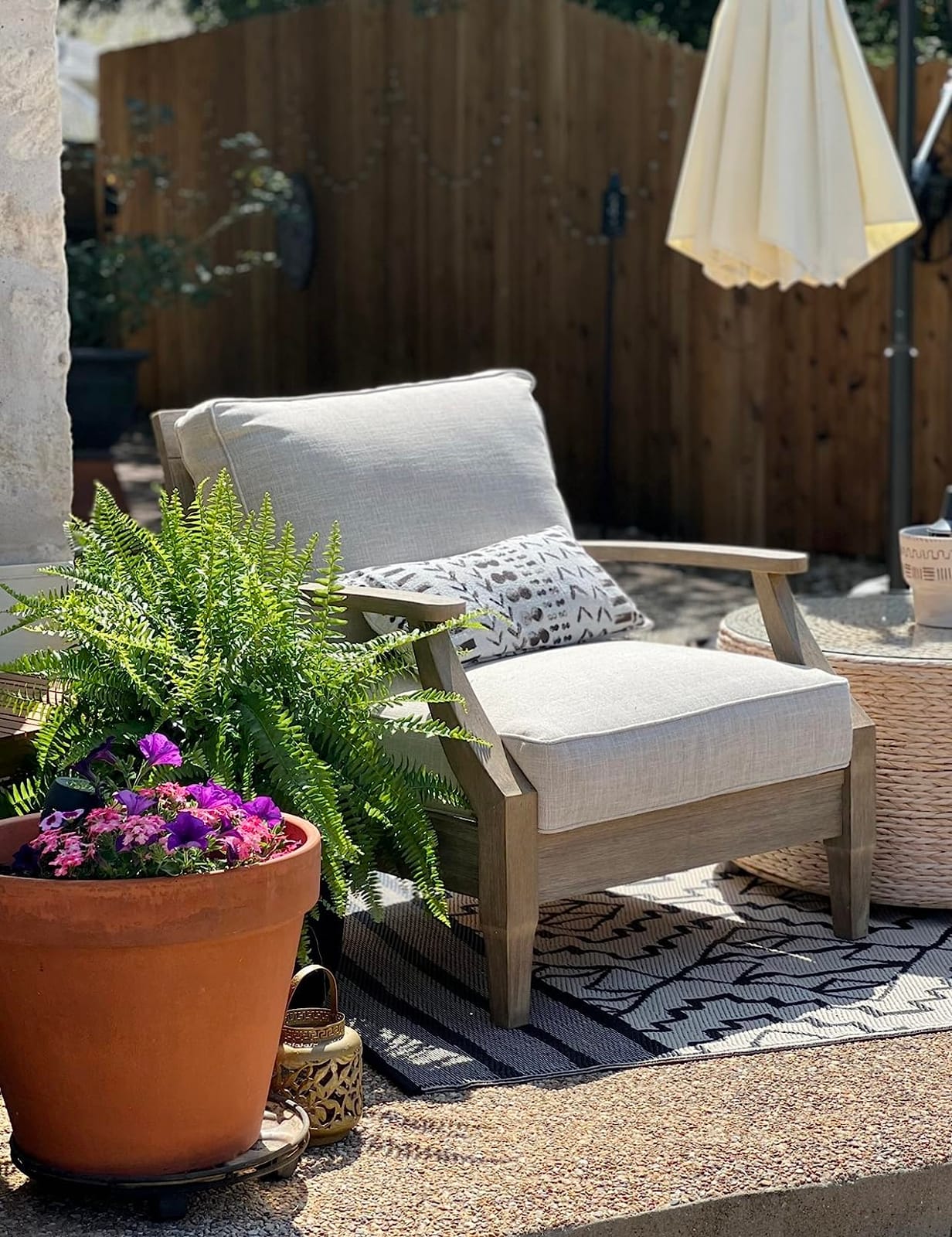 Signature Design by Ashley Wood Outdoor Coffee Table, Grayish Brown customer photo 1