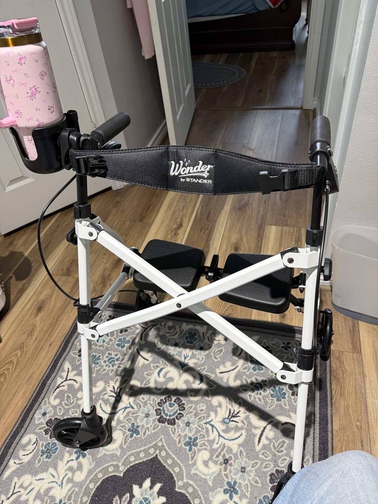 Stander Space Saver Rollator, Lightweight Folding Rolling Walker with Seat for Seniors & Adults, 4-Wheel Mobility Aid with 6-inch Wheels, Locking Brakes & Padded Seat with Backrest, Cobalt Blue customer photo 2