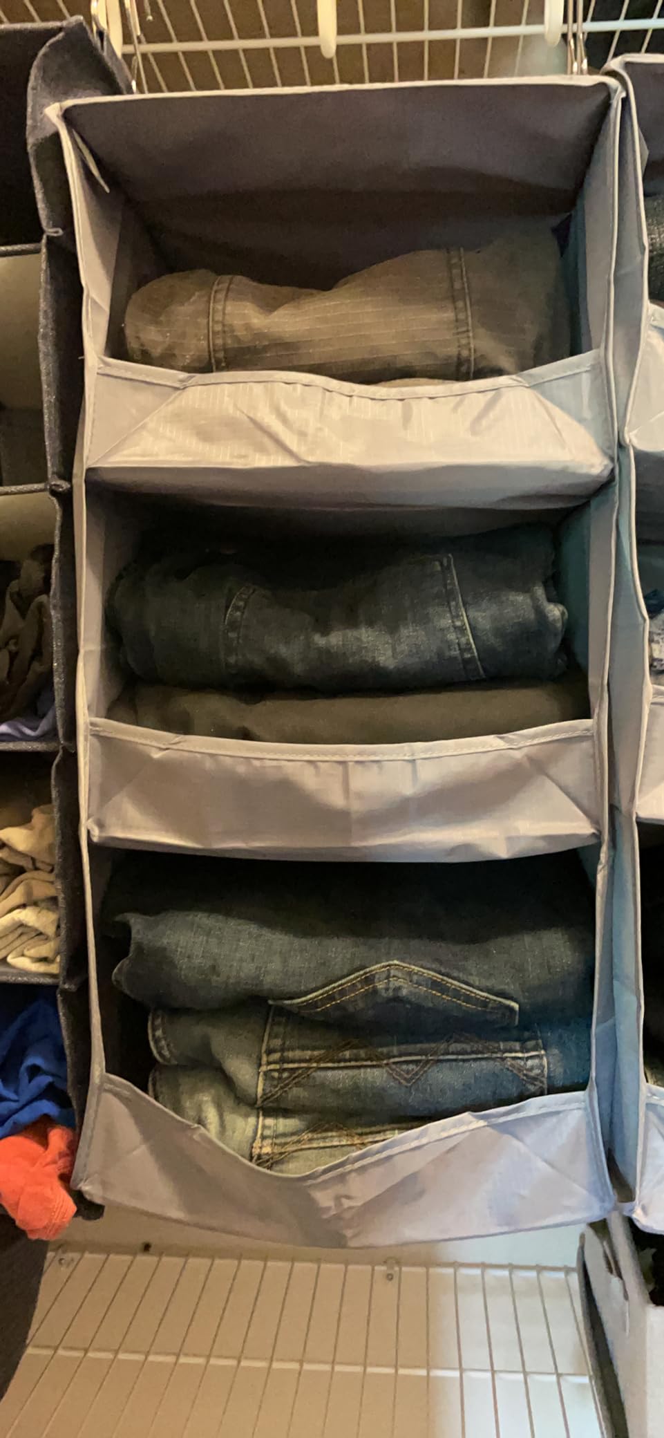 GRANNY SAYS 3-Shelf Hanging Closet Organizer, Foldable Storage, Gray customer photo 1