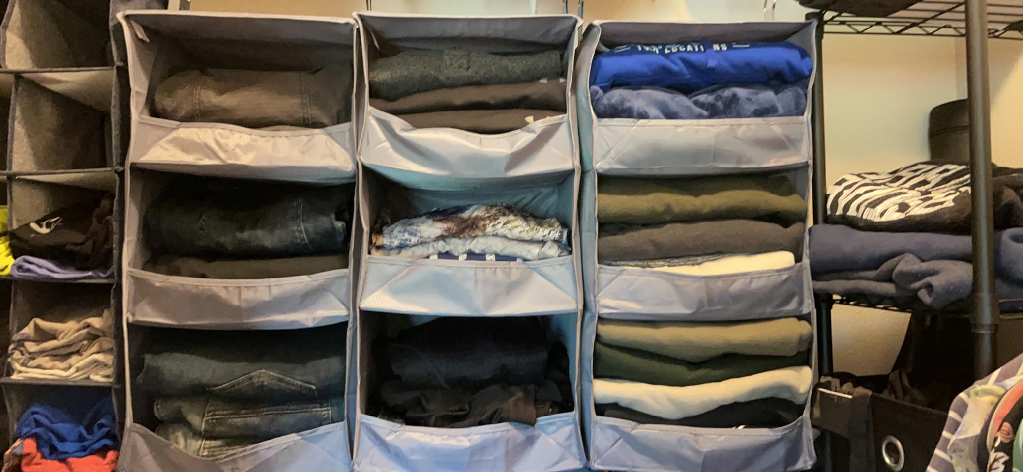 GRANNY SAYS 3-Shelf Hanging Closet Organizer, Foldable Storage, Gray customer photo 2