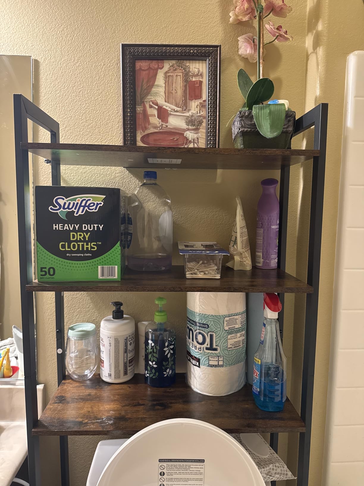 HOOBRO Over The Toilet Storage, 3-Tier Bathroom Organizer Shelf Over Toilet, Freestanding Bathroom Storage Shelves, Space Saver, Easy to Assemble for Room, Rustic Brown and Black BF41TS01 customer photo 2