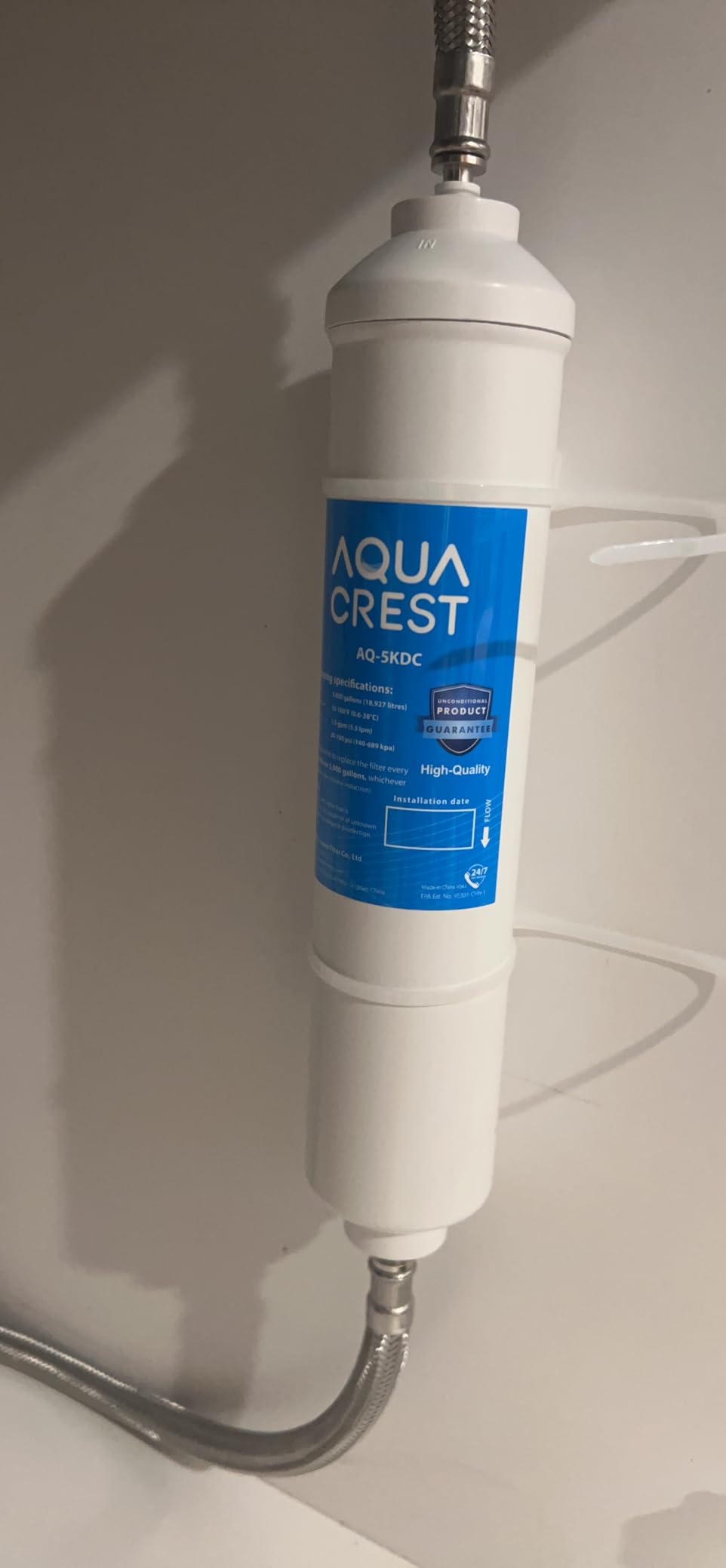 AQUA CREST 5KDC Under Sink Water Filter System | Reduces PFAS, PFOA/PFOS, Chlorine, Direct Connect Under Sink Water Filter, NSF/ANSI Tested, 5K Gallons Ultra High Capacity customer photo 1