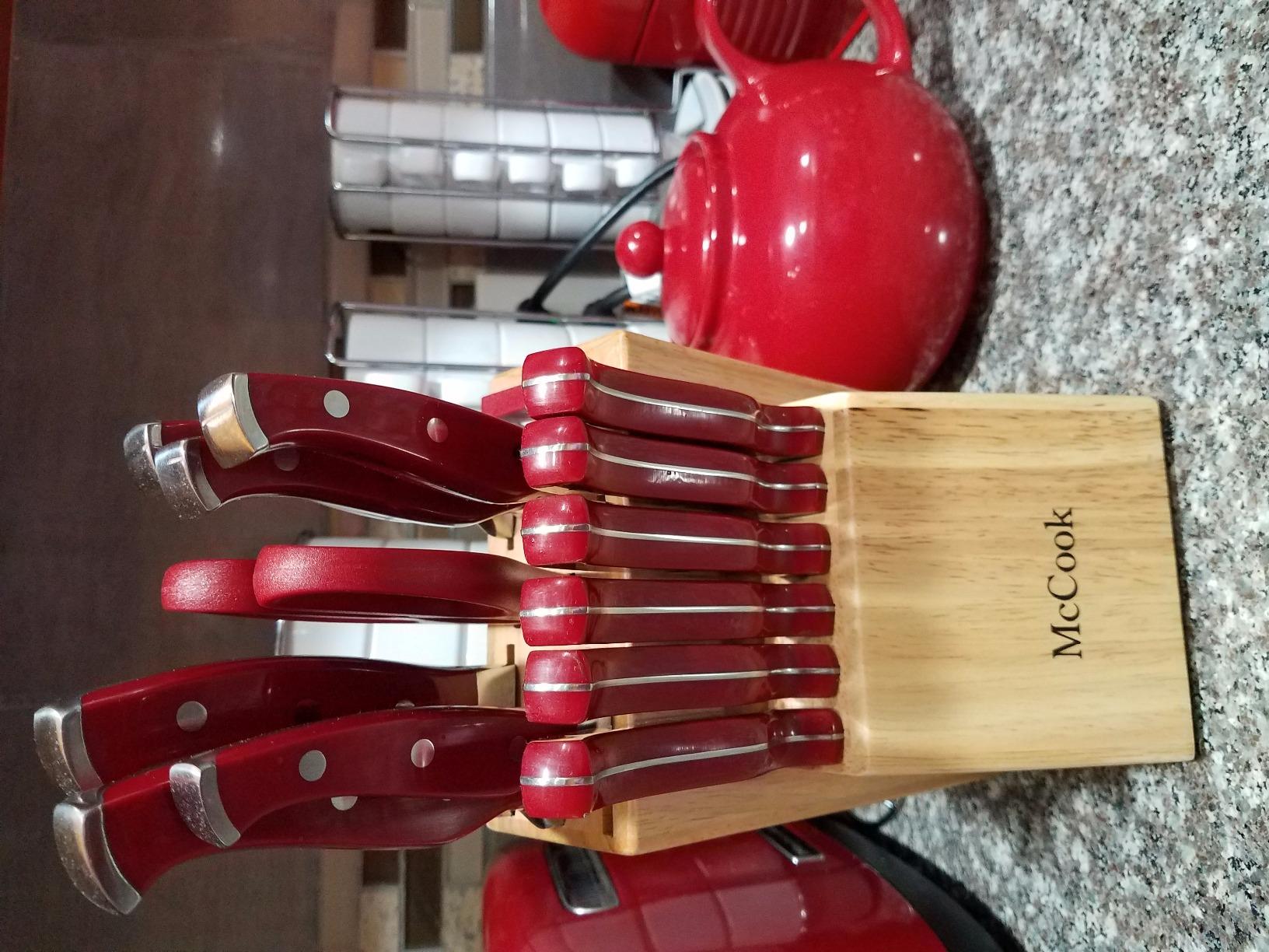 McCook Knife Sets, German Stainless Steel Kitchen Knife Block Set with Built-in Sharpener customer photo 1