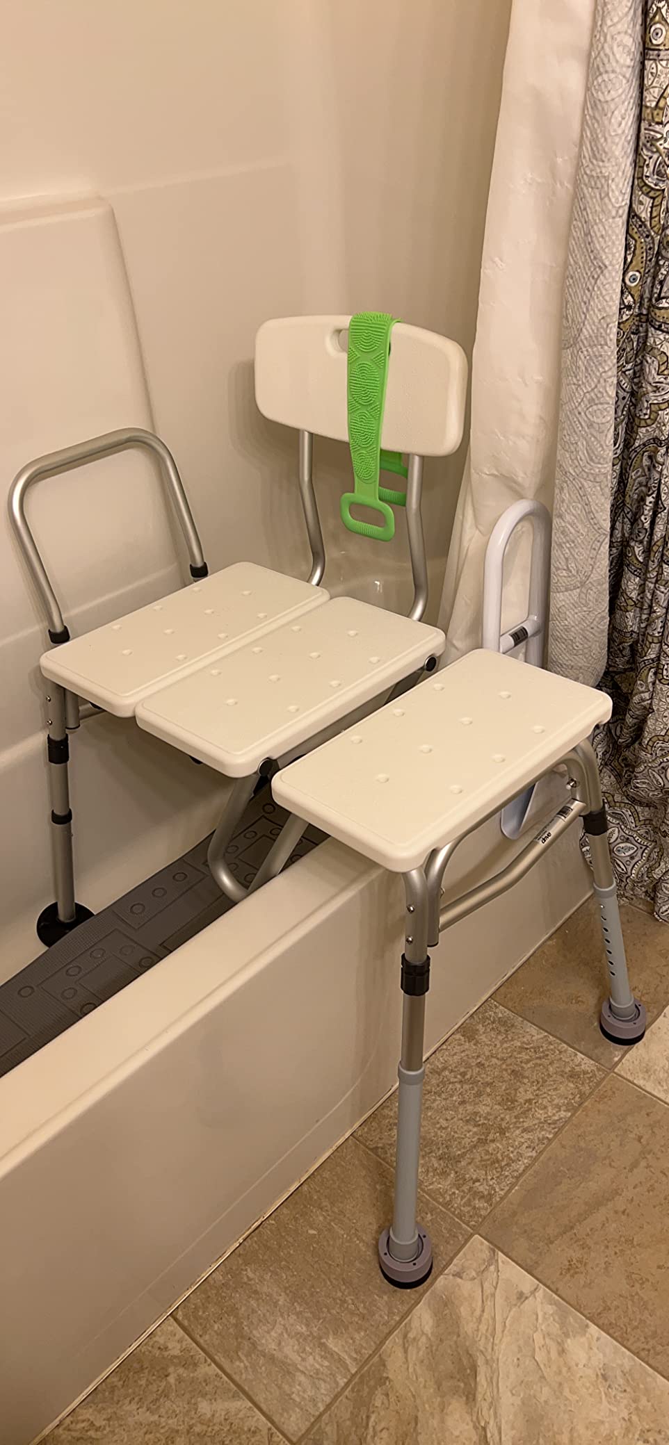 Drive Medical Splash Defense Tub Transfer Bench, Adjustable Height, White customer photo 2