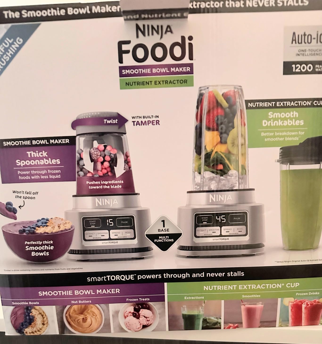 Ninja Foodi Personal Blender & Smoothie Bowl Maker, 1200PW, SS101 | smartTORQUE motor + Hybrid Edge blades. Smoothie bowl maker, nutrient extractor, (2) 24-oz cups. Dishwasher safe. customer photo 1
