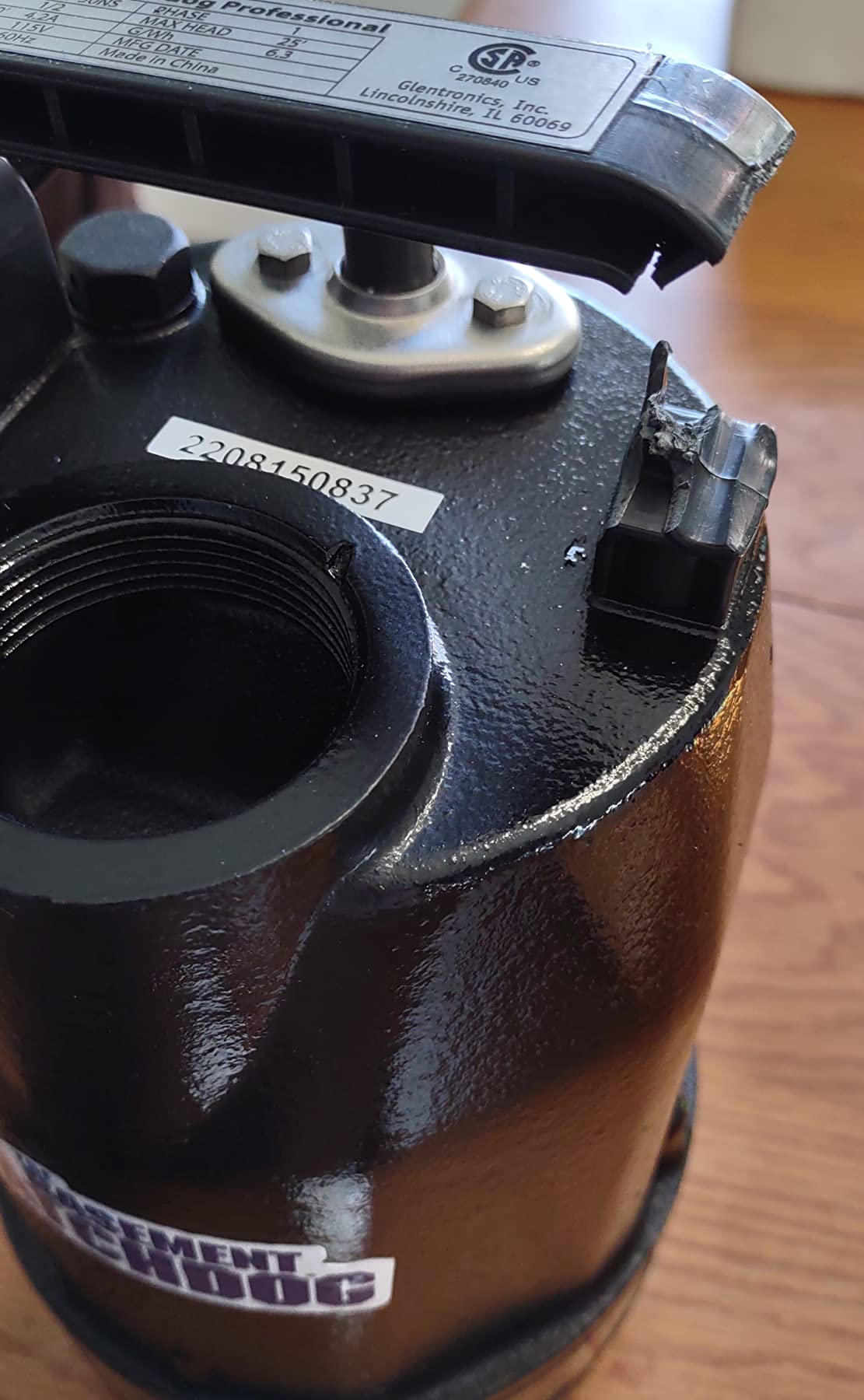 The Basement Watchdog Cast-Iron ½ HP Submersible Sump Pump w/Copper-Wound PSC Motor for Narrow Pits - 4,400 GPH - Caged Dual Float Switch (SIT-50D) customer photo 1