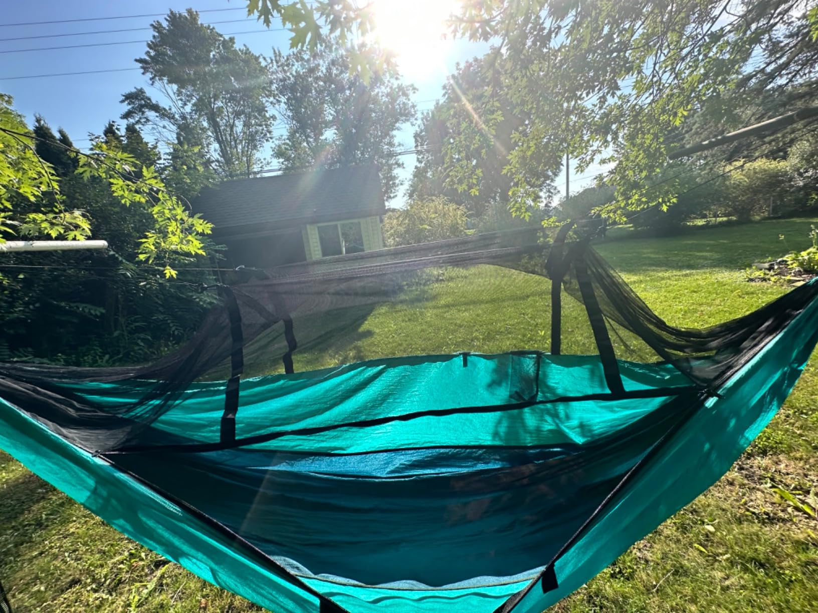 AnorTrek Camping Hammock with Mosquito Net, Double & Single Lightweight Portable Hammocks with Tree Straps, Parachute Hammock for Camping, Backpacking customer photo 2