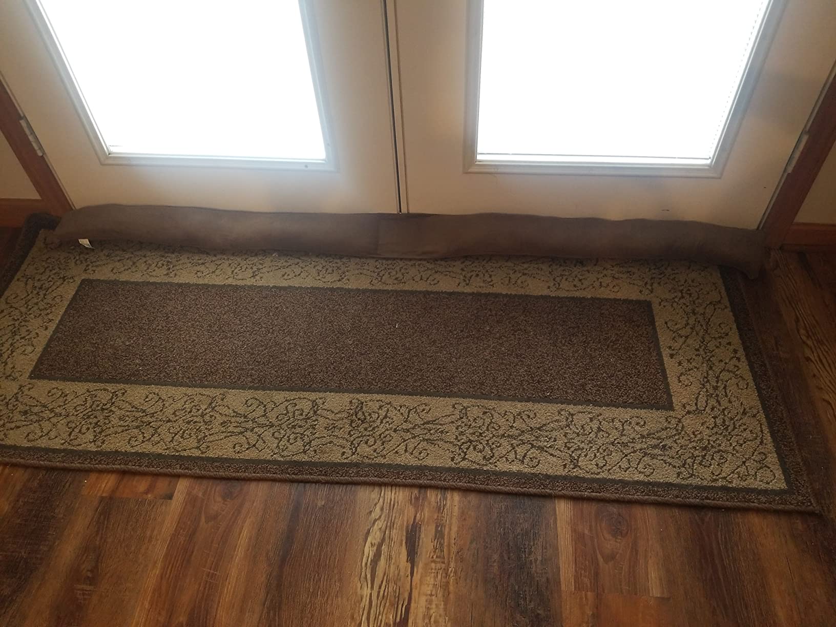 Home District French Door Draft Stopper - Weighted Under Door Draft Blocker, Apartment Noise Blocker, Window Draft Dodger, Winter Door Insulation Strip - 60 Inches Long - Light Brown customer photo 2