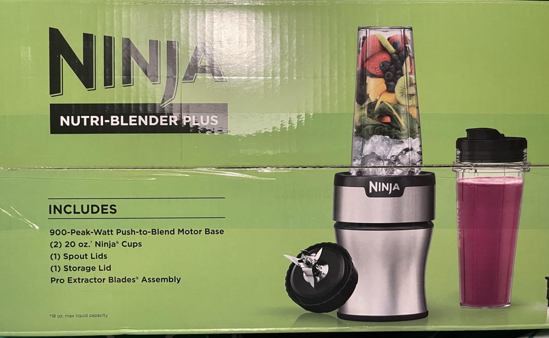 Ninja Nutri-Plus Personal Blender, 900PW, (3) 20oz Cups, Silver, BN301 | 900-peak-watt push-to-blend motor for smoothies & sauces. (3) 20-oz cups, 2 spout lids & storage lid. Dishwasher safe. customer photo 2
