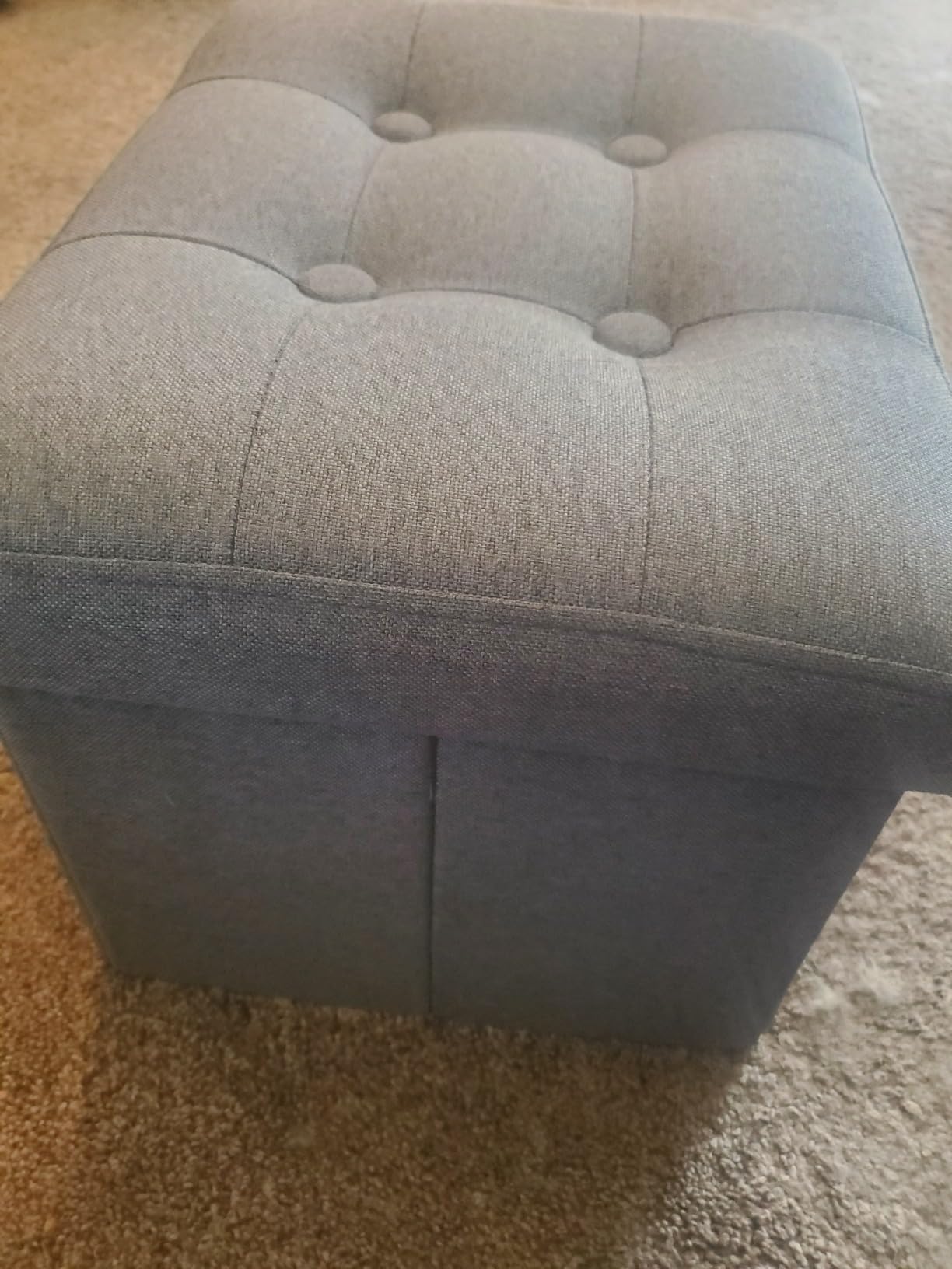 ALASDO Storage Ottoman Footrest Stool Small Ottoman with Storage Foldable Ottomans Foot Rest Footstool Bench for Living Room 17x13x13inches Grey customer photo 2