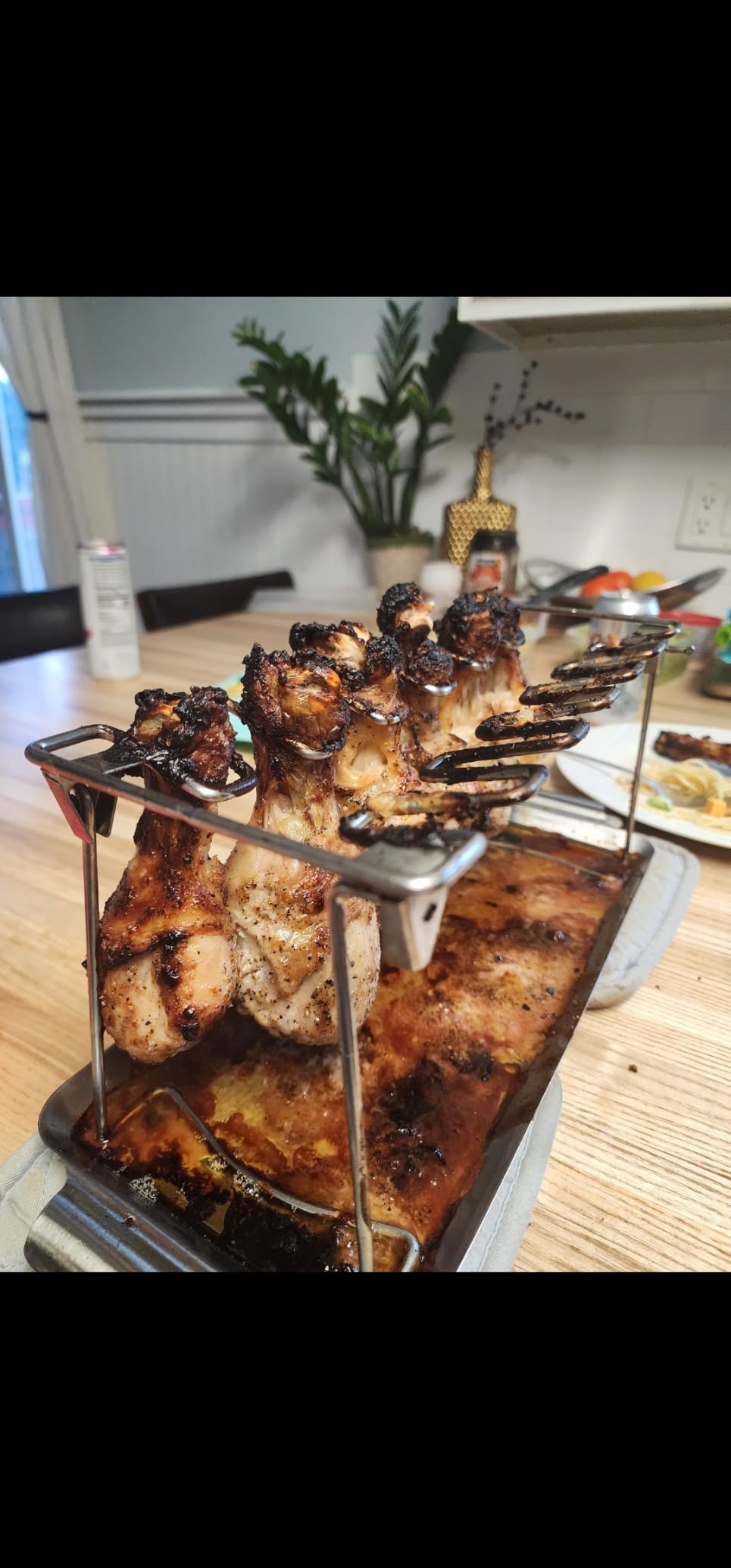 RTT Chicken Leg Rack for Grill with Drip Tray - Easy to Use 12 Slots Chicken Wing Rack - Premium Stainless Steel Chicken Drumstick Rack for Smoker - Chicken Drumstick Holder for Grill Accessories customer photo 2