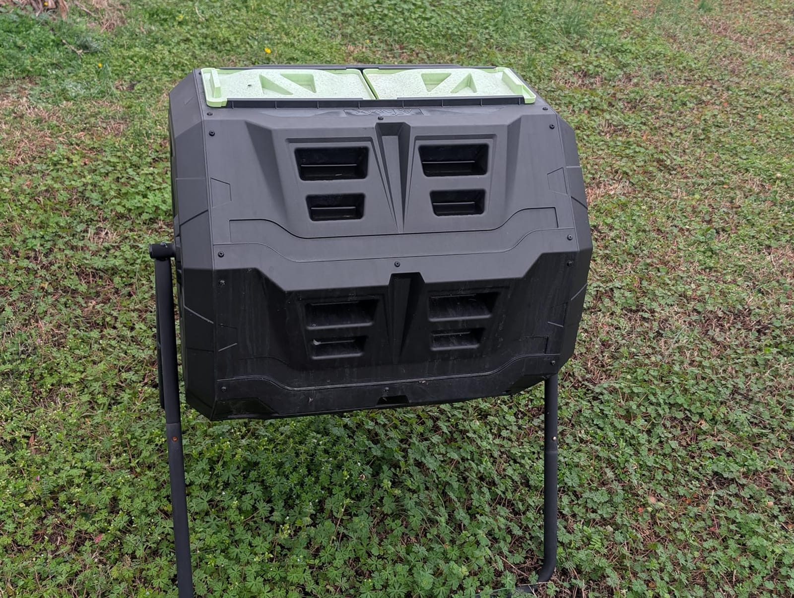 2021 Upgraded Tumbling Composter with Compost Thermometer - Dual Chamber Garden Compost Bin(43 Gal, Green) customer photo 2