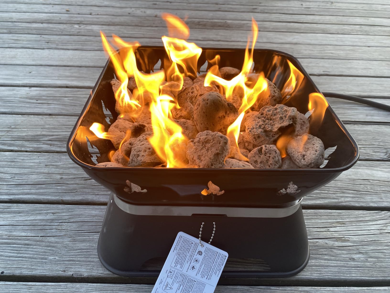 Outland Living Firebowl 805 Firecube 14” Portable Square Smokeless Propane Fire Pit – Outdoor Gas Fire Pit with Cover & Carry Kit, Lava Rocks, 58,000 BTU, Black customer photo 1