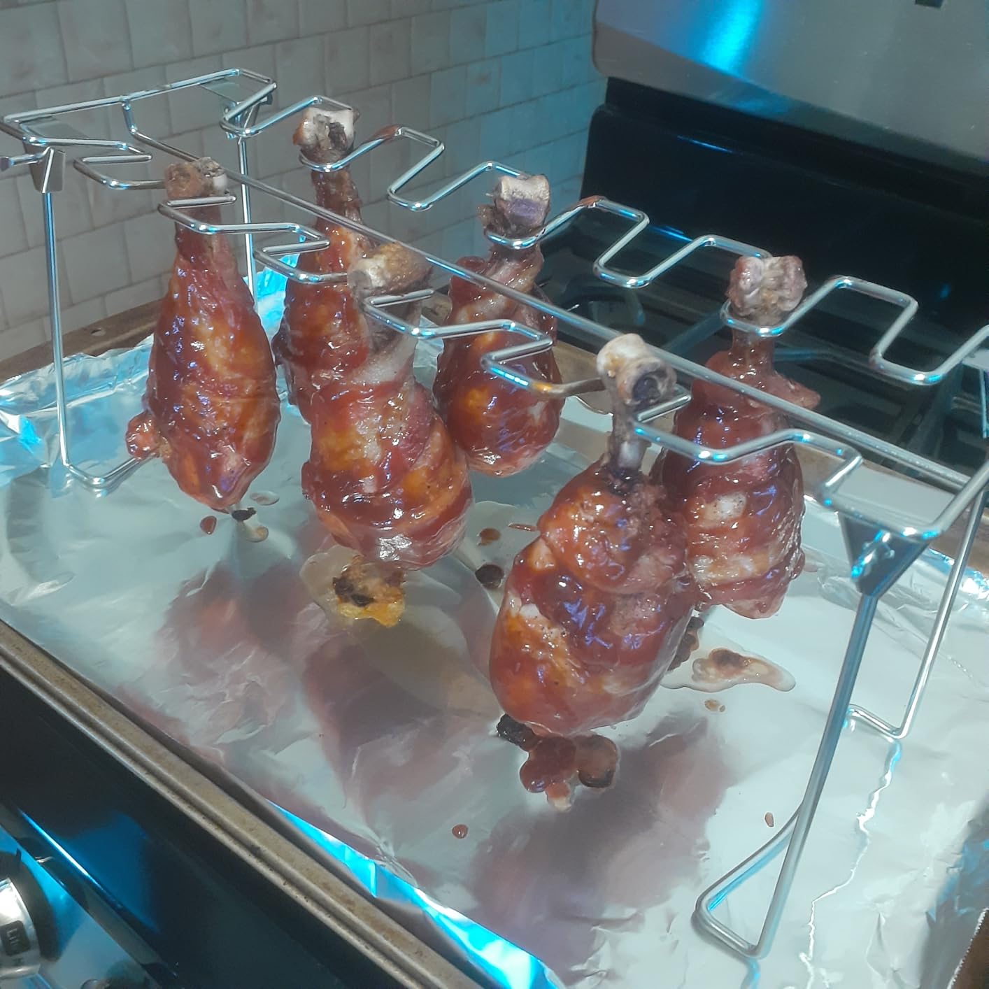 Chicken Leg And Wing Rack For Grill Smoker Oven - Easy To Use 14 Slots Chicken Leg Rack - High Grade Stainless Steel Chicken Wing Rack Chicken Drumstick Holder For Perfect Cook (1 Pack) customer photo 1