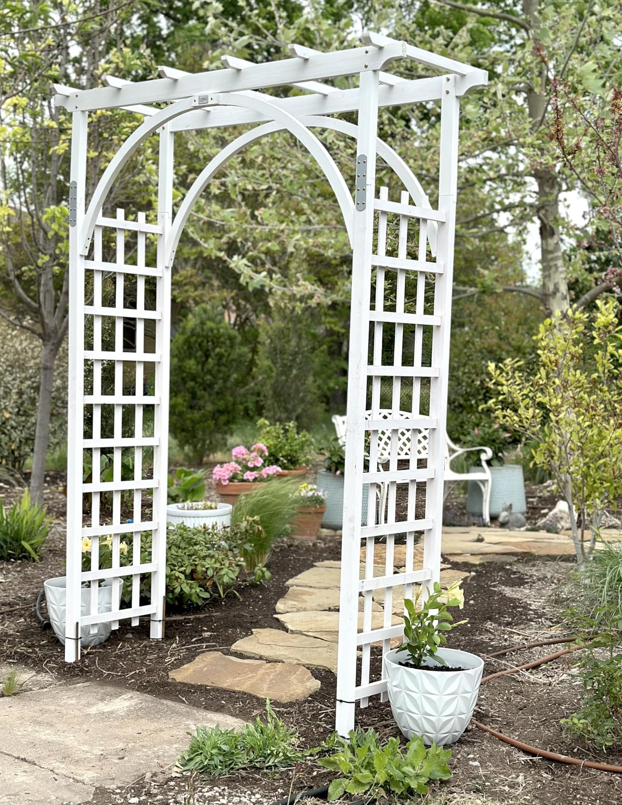VINGLI 85in Wooden Arbor Garden Arch, Wedding Arch for Ceremony, Wood Trellis for Plant Climbing, Christmas Decor Pergola for Garden Backyard, Lawn customer photo 1