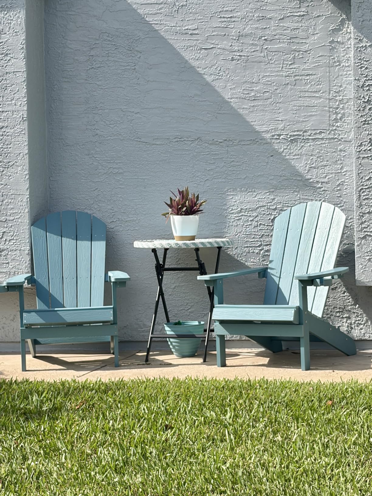 YEFU Adirondack Chairs Set of 2 with Cup Holder, Weather Resistant, Blue customer photo 2