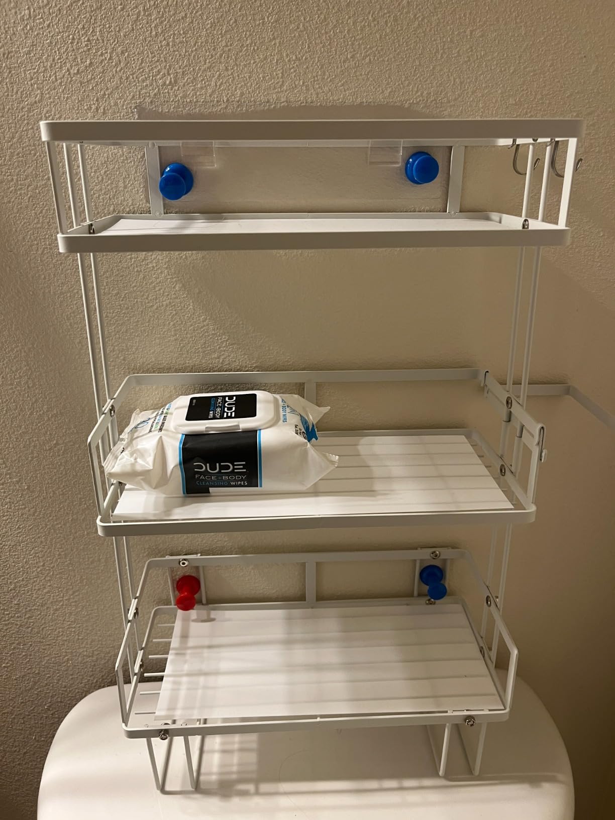 Godboat 2-Tier Over Toilet Storage Shelf, Wall-Mount with 2 Hook/Paper Rack customer photo 2