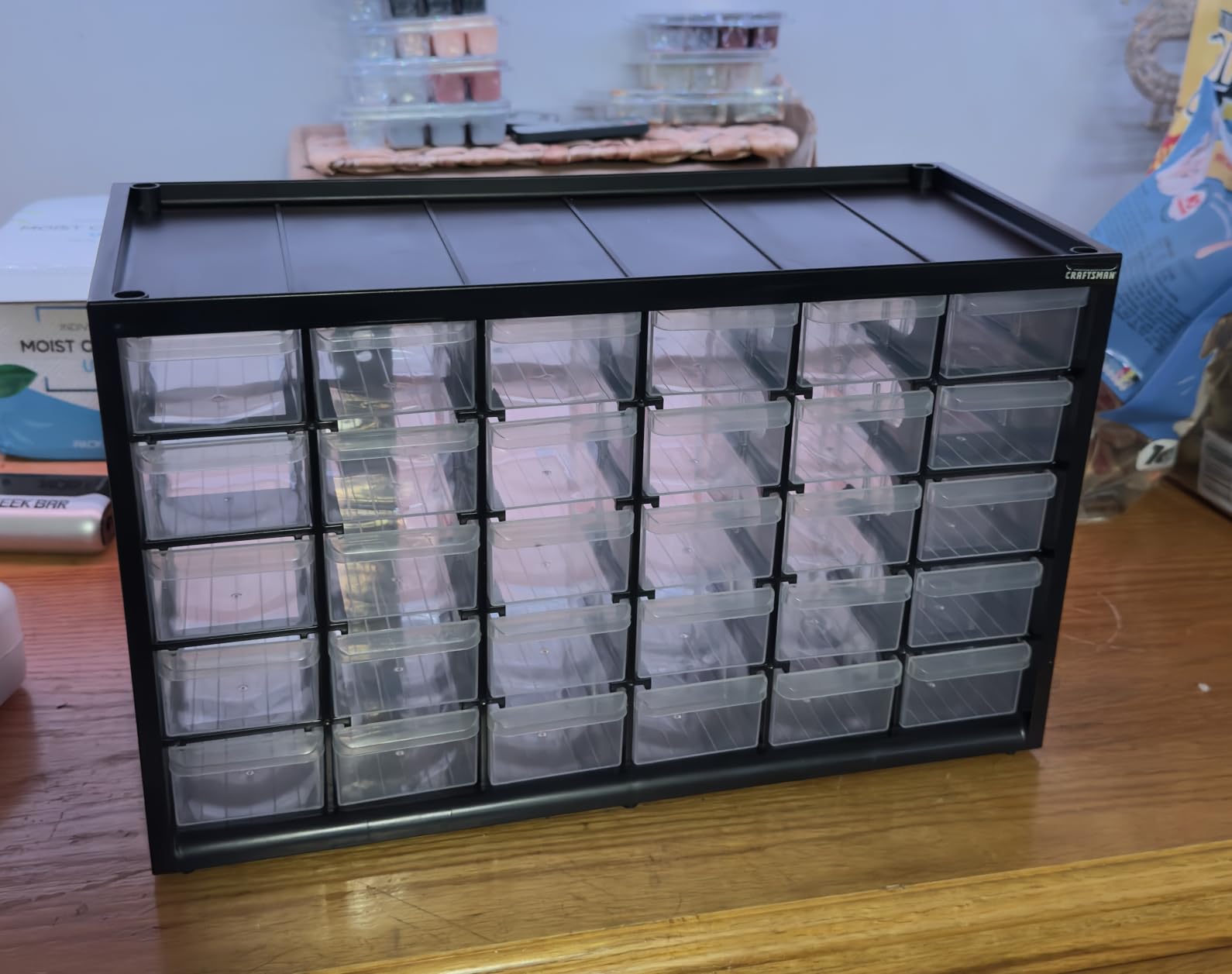 CRAFTSMAN Storage Organizer, 30 Small Drawer Modular Storage System, Easily Stackable, Plastic, Black, White (CMST40730) customer photo 1