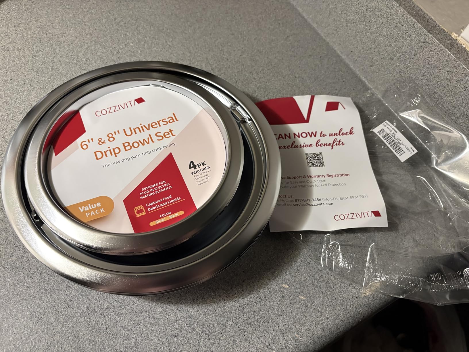 4-Piece Drip Pans Set - Compatible with GE Stoves - Chrome Finish Electric Stove Burner Drip Pans - 2 x 6inch, 2 x 8inch Stove Drip Pans - GE Stove Drip customer photo 2