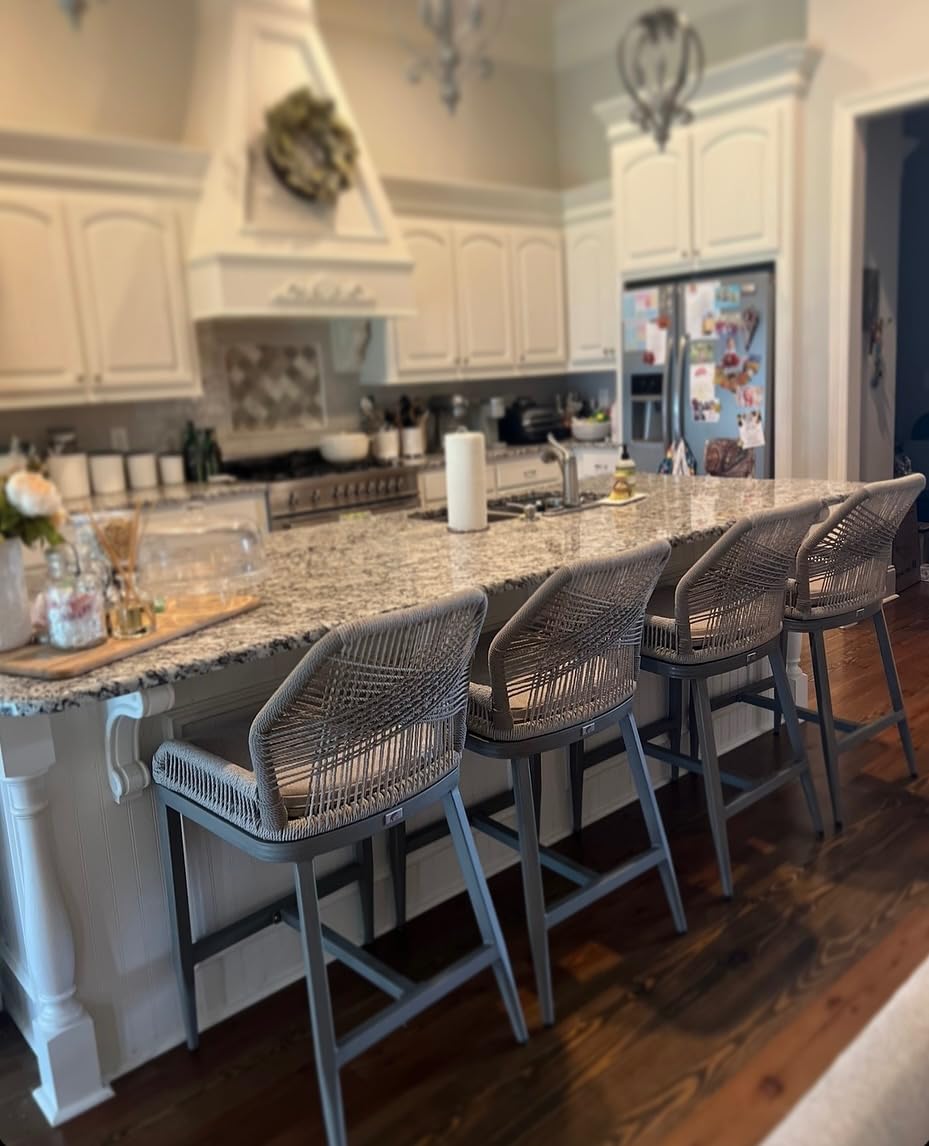 PURPLE LEAF Counter Height Bar Stools Set of 2 Cushion and Back, Light Grey customer photo 1