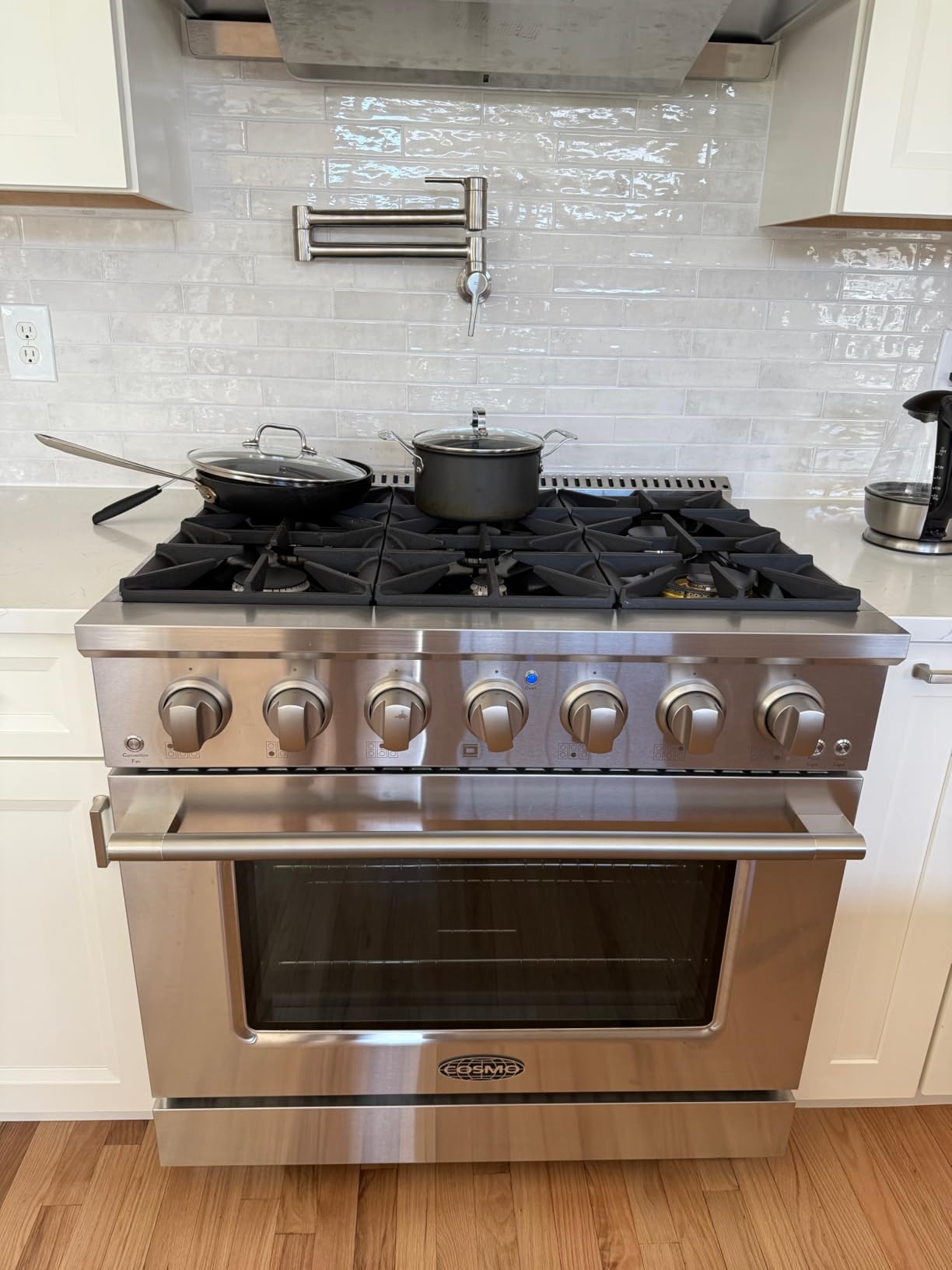 Cosmo 48 in. Vista Coll 6.6 cu ft 8 Burner Double Oven Gas Range, Stainless Steel | LED Light Panel, Cast Iron Grates, Auto Re-Ignition, Griddle Attachment, Liquid Propane Convertible customer photo 1