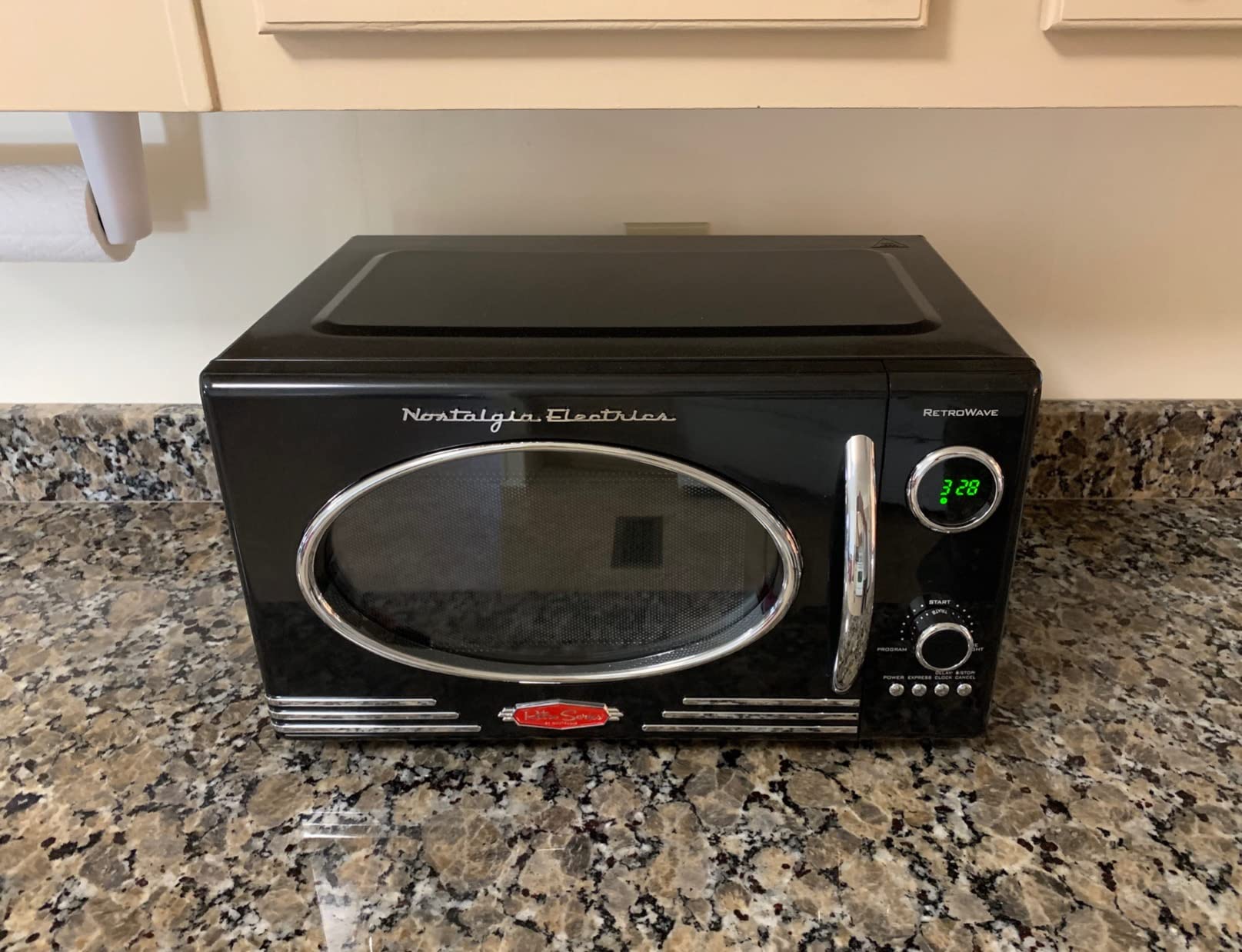 Nostalgia Countertop Microwave Oven with Easy Clean Interior - Retro Microwave with LED Display & Child Lock- Compact 0.7 Cu. Ft. Oven With 12 Pre-Programmed Settings for Quick Cooking- 700-Watts-Pink customer photo 2