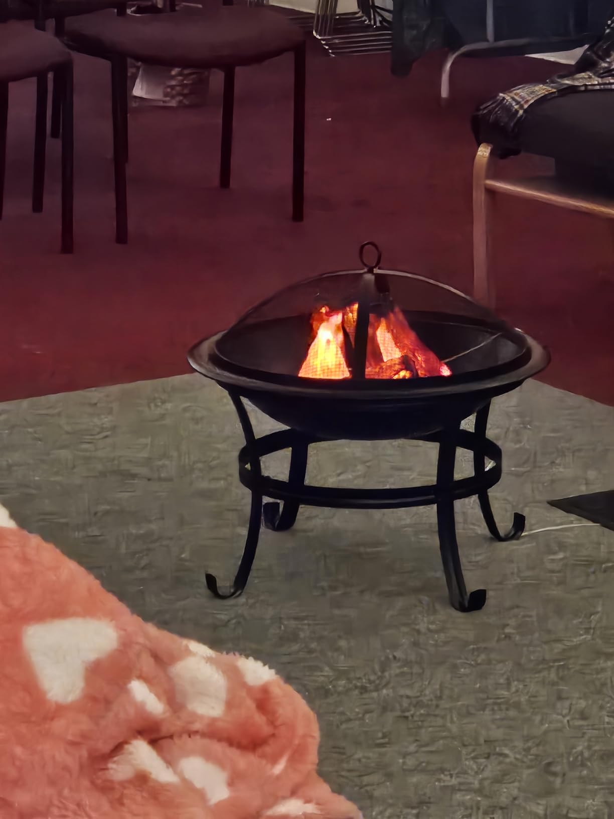 Gas One 22 in Outdoor– Wood Burning Fire Pit with Mesh Lid and Fire Picker – Durable Alloy Steel Fire Pits for Outside – Small Fire Pit for Backyard, Porch, Deck, Camping, BBQ customer photo 2