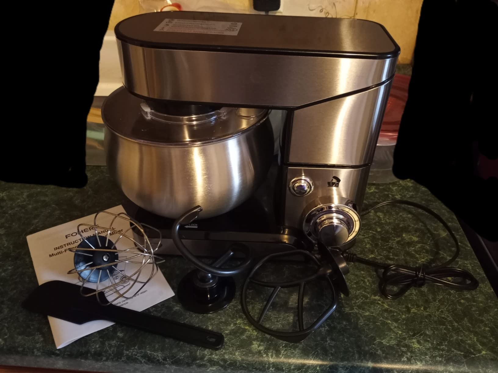 Stand Mixer FOHERE, 5.8 QT Stainless Steel Mixer with Dough Hook, Mixing Beater, Wire Whip, Dishwasher-safe, 6+P Speeds Tilt-Head Kitchen Dough Mixers for Cake, Electric Home Cooking Kitchen Mixer customer photo 1