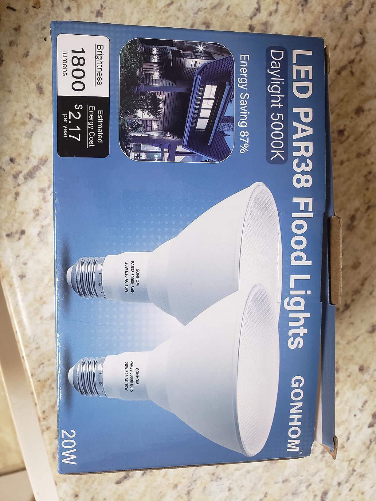 Gonhom Par38 led Flood Lights Outdoor Light Bulb,Dimmable 1800LM,20W Replace up to 200W,Outdoor Flood Light Bulbs for Backyard,Garage,Porch,Garden,2 Pack 5000K Daylight customer photo 2