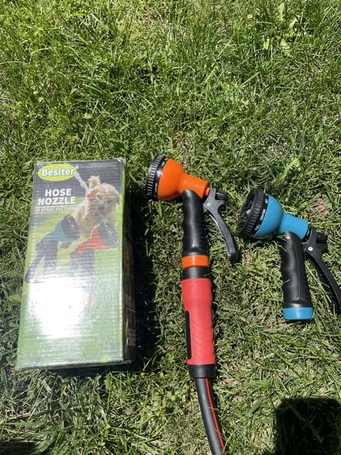 Besiter Garden Hose Nozzle Sprayer: 2 Pack 10 Watering Patterns Spray Nozzles Heavy Duty Hose Head Hose Attachment customer photo 1