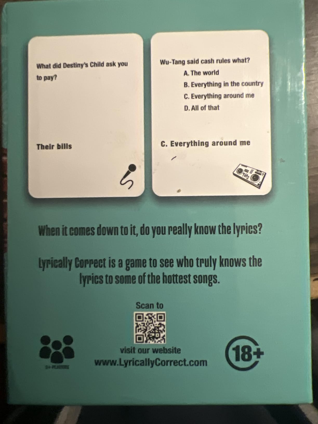 Lyrically Correct '90s & 2000s Hip-Hop & R&B Music Trivia Card Game customer photo 1