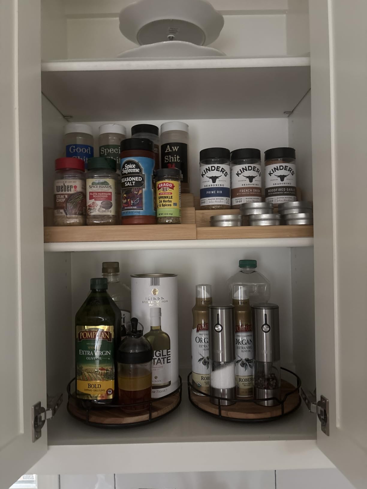 Lazy Susan Turntable Organizer for Cabinet Pantry Kitchen Countertop Refrigerator Cupboard, Pine Wood, 9