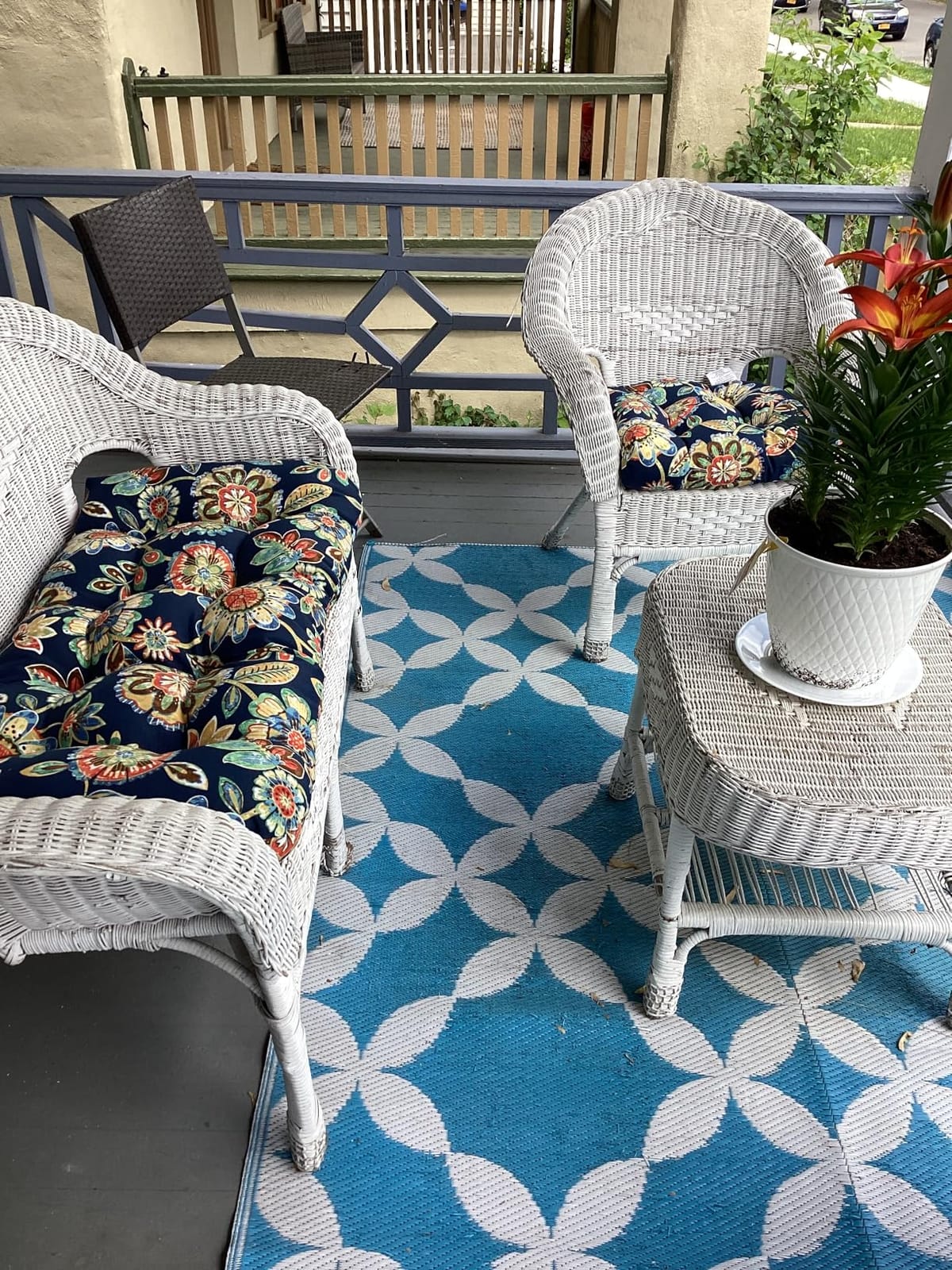 RSH DECOR 3Piece Wicker Tufted Outdoor Chair Cushions for Patio Furniture, Gregoire Fresco Loveseat Cushion Set, 41” x 19” Bench & 2 Seat Cushions, Wicker Patio Furniture Cushion, Made in USA customer photo 1