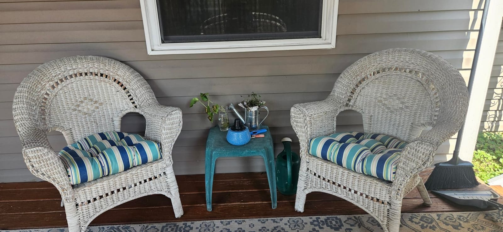 RSH DECOR 3Piece Wicker Tufted Outdoor Chair Cushions for Patio Furniture, Gregoire Fresco Loveseat Cushion Set, 41” x 19” Bench & 2 Seat Cushions, Wicker Patio Furniture Cushion, Made in USA customer photo 2