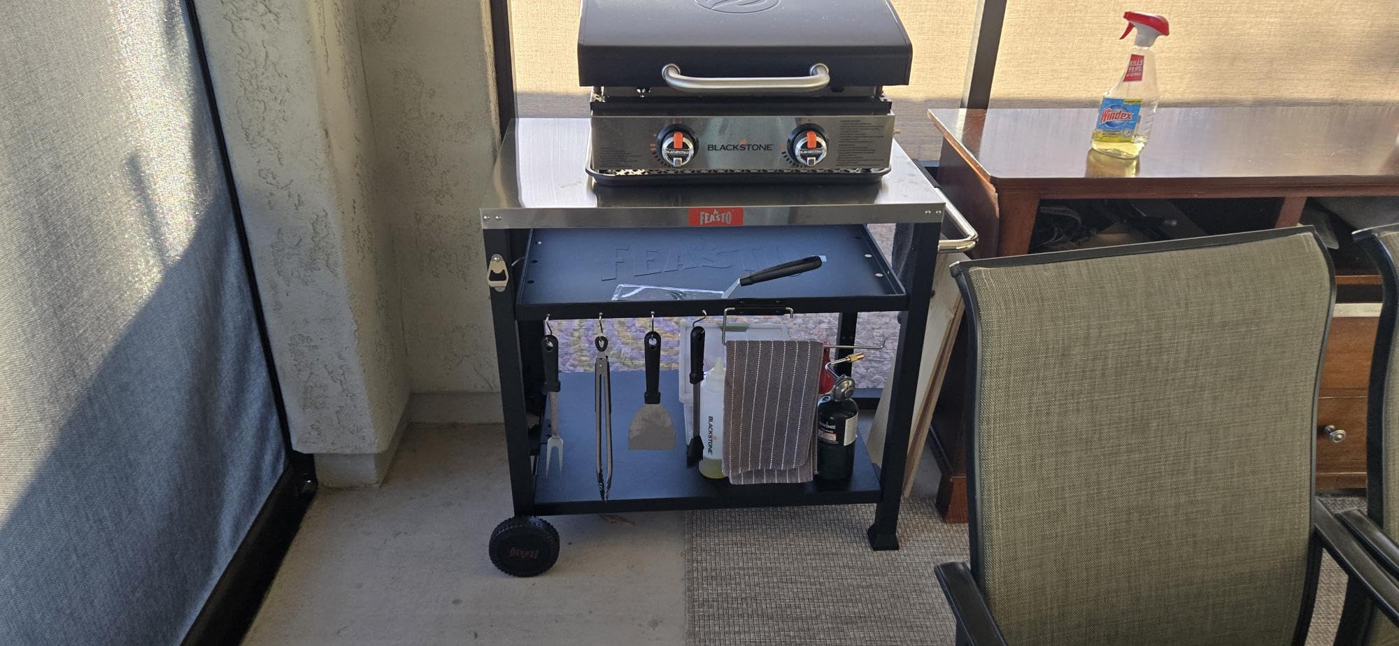 Feasto 3-Shelf Pizza Oven Table, Outdoor Grill Cart, 33.5