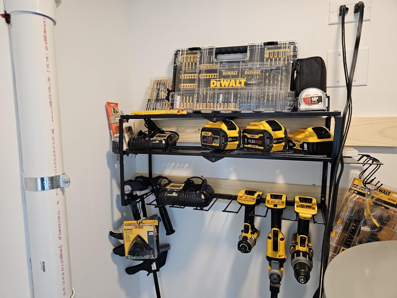 Spampur Power Tool Organizer for Tool Storage, Drill Holder Wall Mount with Screwdriver Organizer, Tool Holder for Garage Wall Organization, Heavy Duty Metal Tool Shelf with Battery Holder customer photo 2