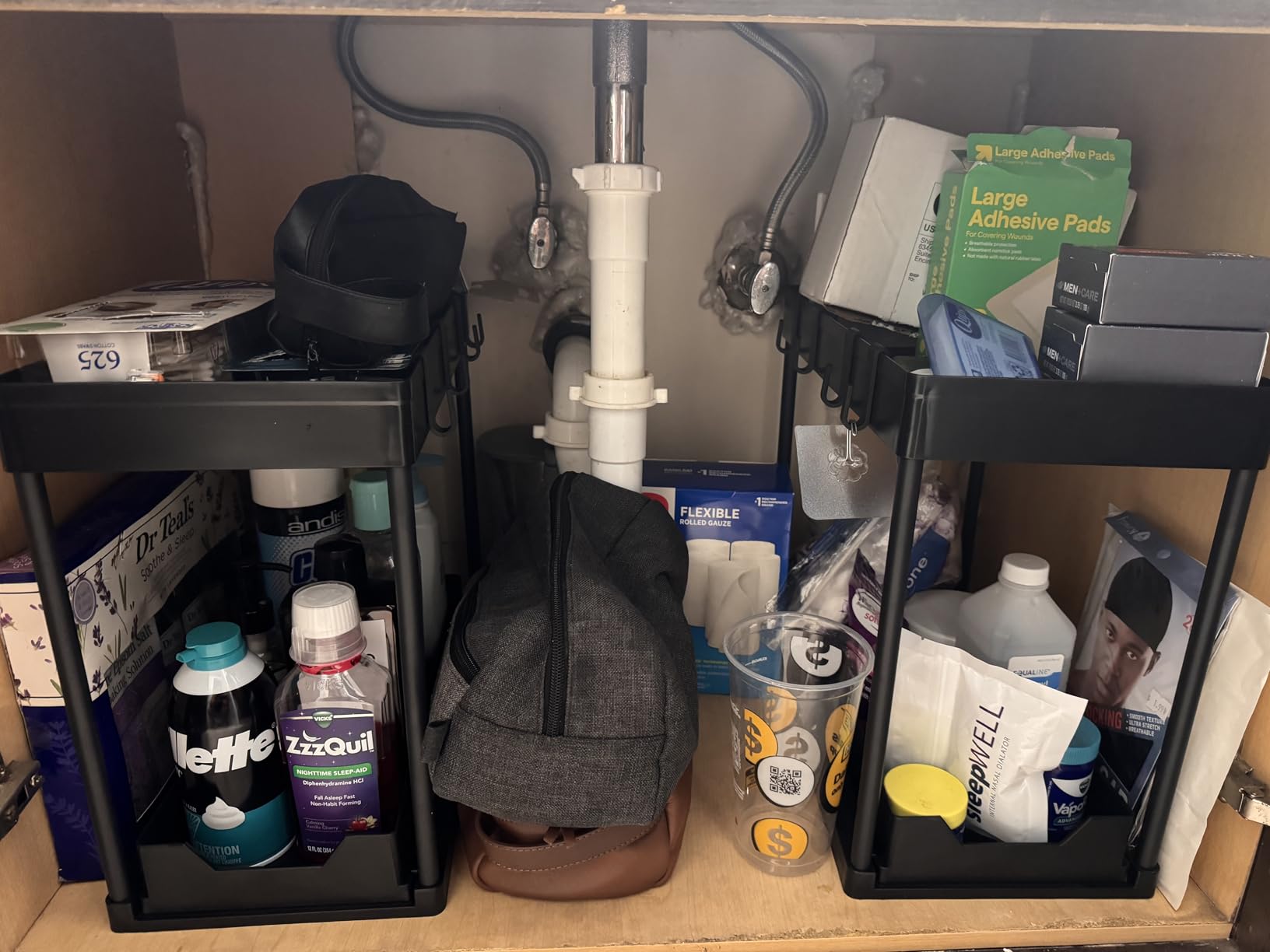 DEKAVA Under Sink Organizer 2 Pack, Bathroom Cabinet Organizer, 2 Tier Sliding Cabinet Basket Organizer Drawer, Multi-Purpose Bath Collection Baskets for Bathroom (Black) customer photo 1