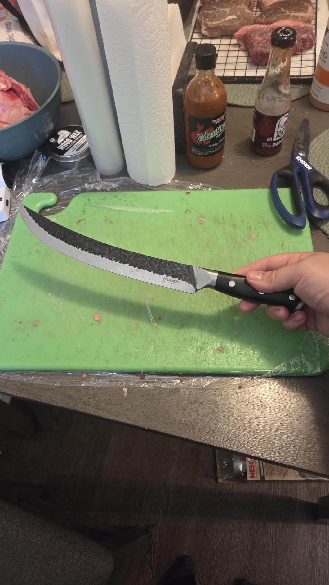 Huusk Japan 11.5 Inch Hand Forged Slicing Knife for Meats, Ribs, Roasts - Brisket Carving Knife for BBQ customer photo 1