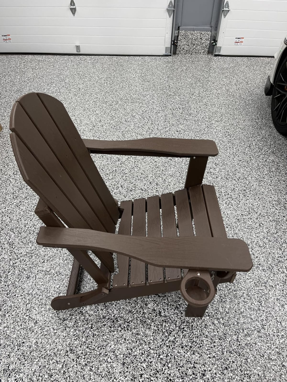 Ciokea Folding Adirondack Chair Wood Texture for Patio, Weather Resistant, Plastic Fire Pit Chair with Cup Holder, Lawn Chair for Outdoor Porch Garden Backyard Deck (Black) customer photo 2