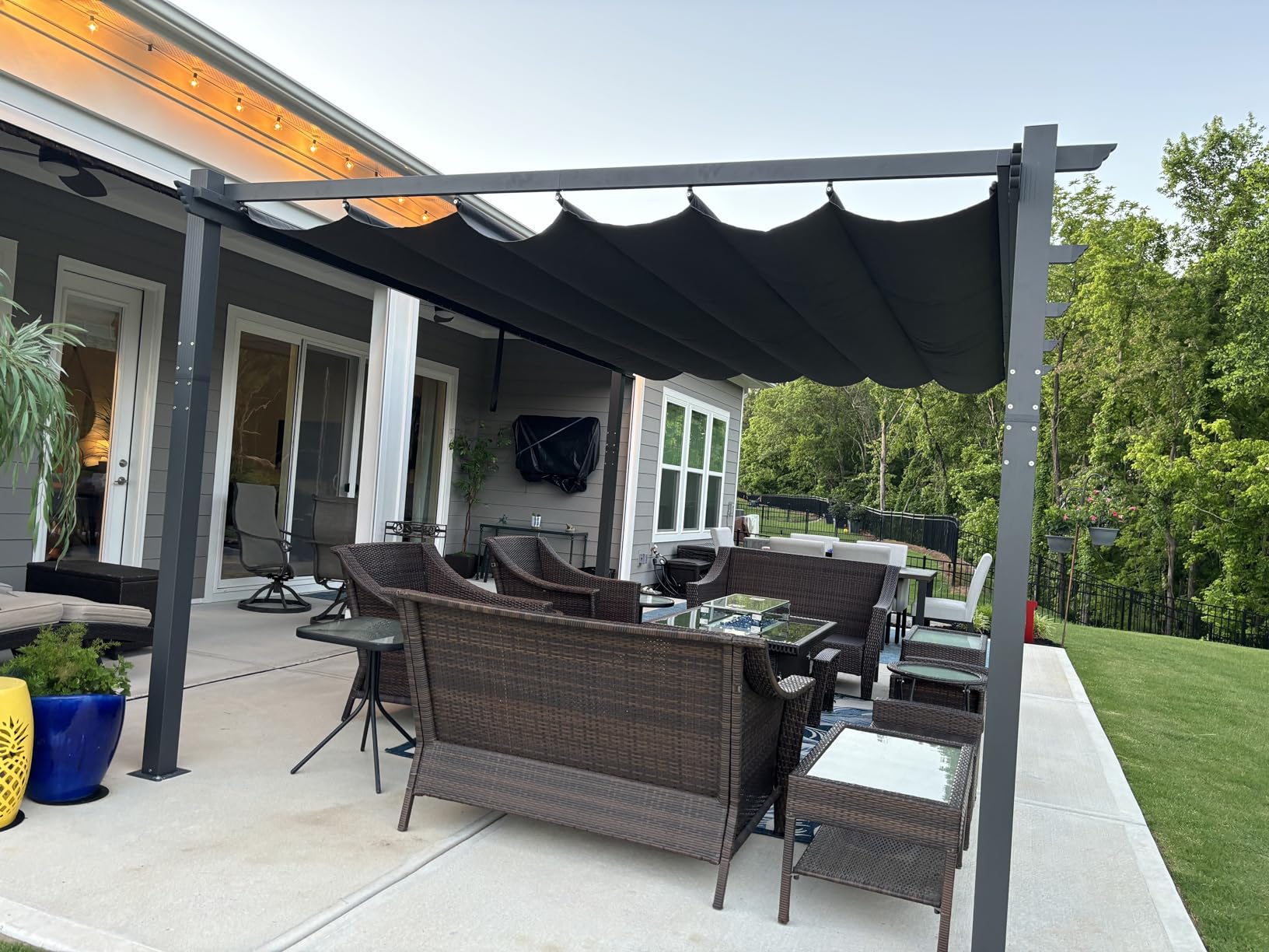 PURPLE LEAF Outdoor Pergola 12' X 16' Retractable Canopy Aluminum, Gray customer photo 2