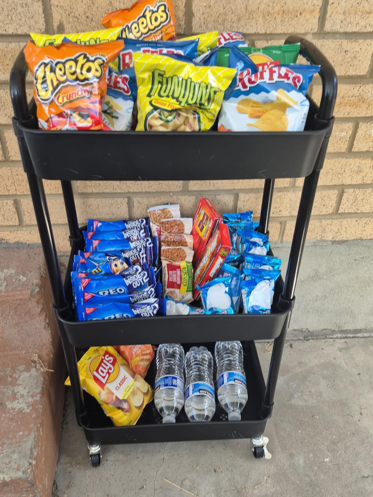 3 Tier Rolling Cart with Wheels, Utility Storage Carts,Black customer photo 2