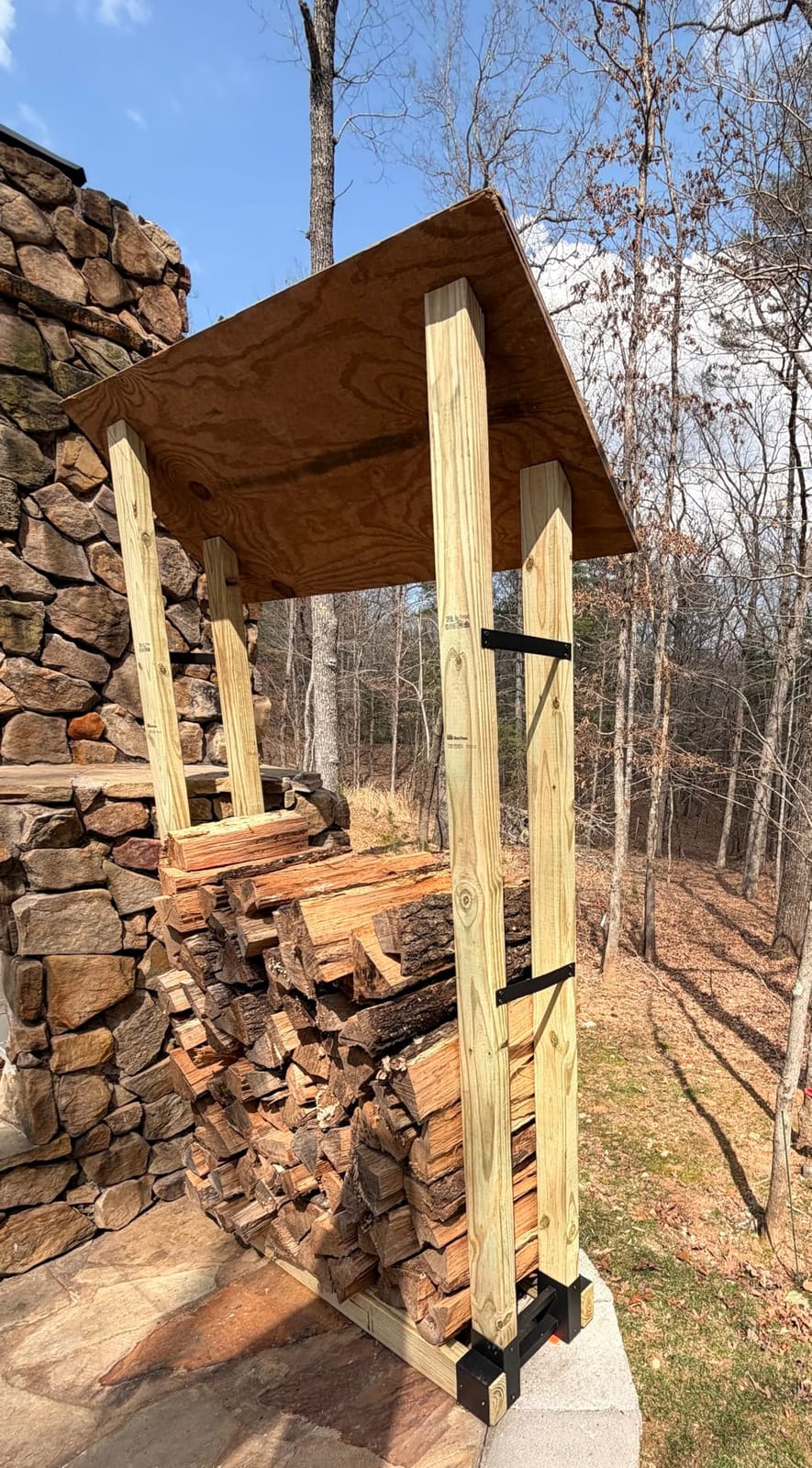 Outdoor Firewood Rack Brackets Kit for Fire Wood Pile Storage, Adjustable log stacking Stand Holder for 2x4 lumber, Black, Set of 2 customer photo 1