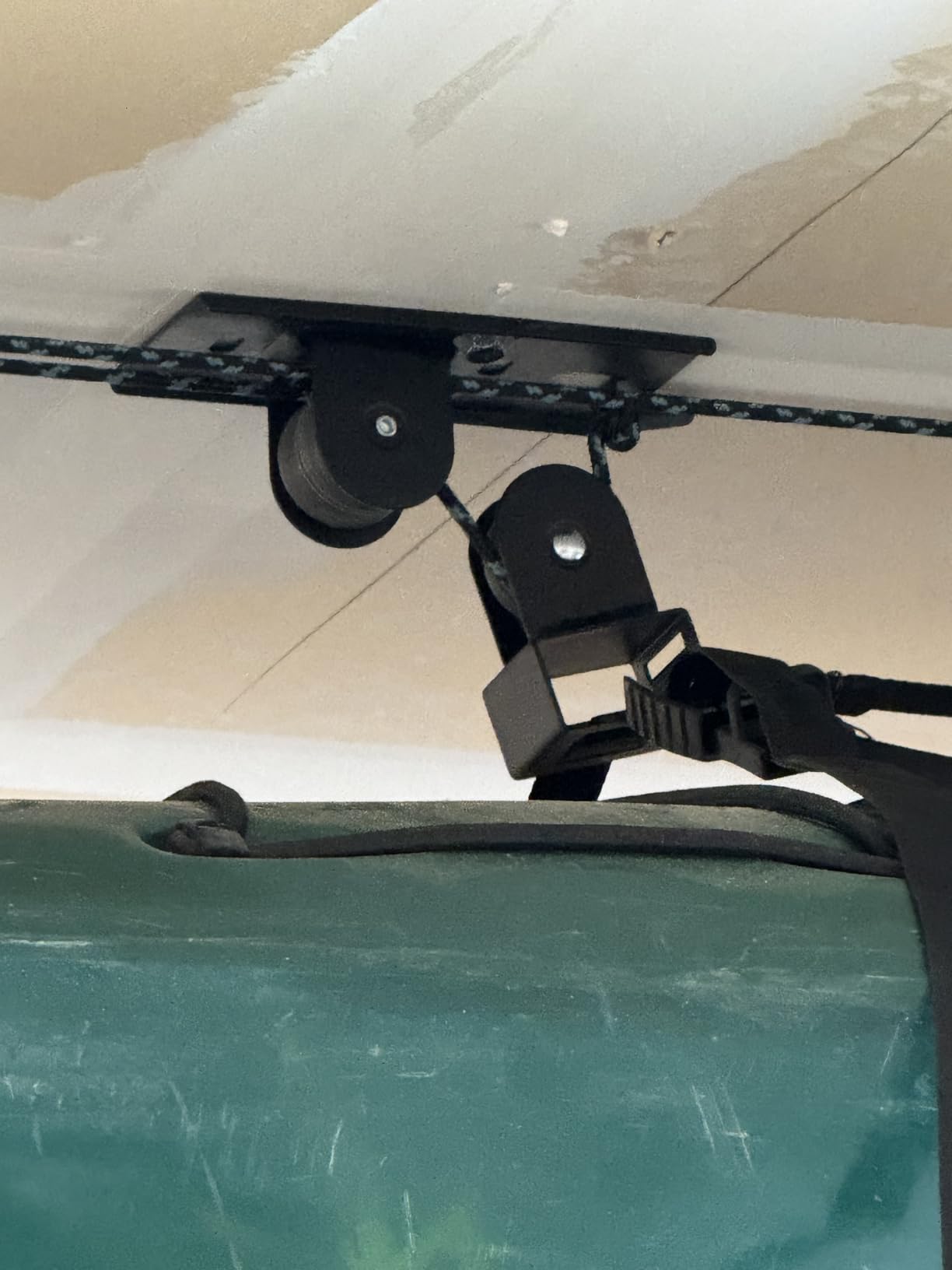 Teal Triangle Pulley Hoist for Kayak, Canoe and Paddleboards, Holds 150 lb customer photo 1