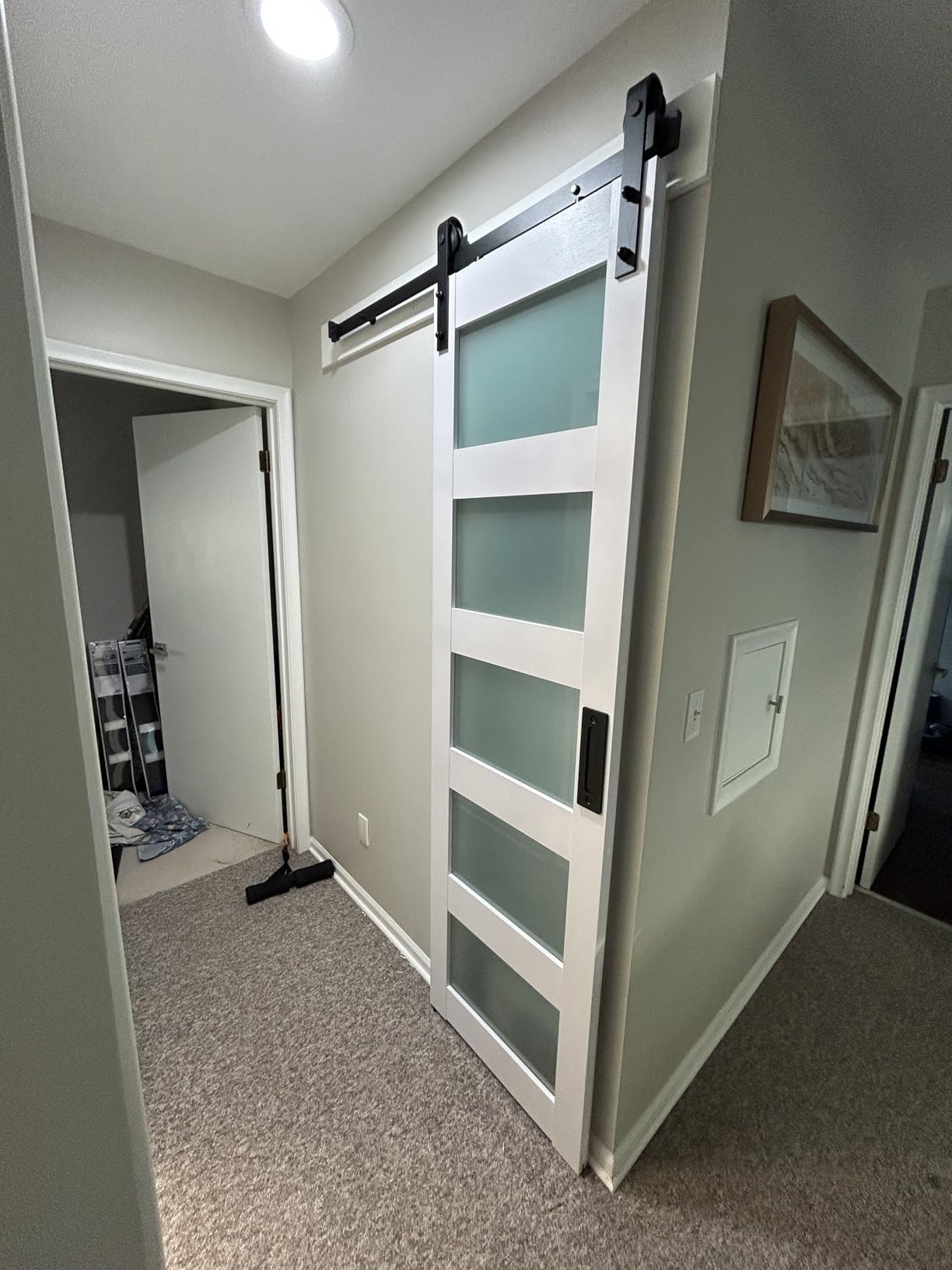 SMARTSTANDARD 36 x 84 in Glass Barn Door with 6.6FT Sliding Hardware Kit customer photo 1
