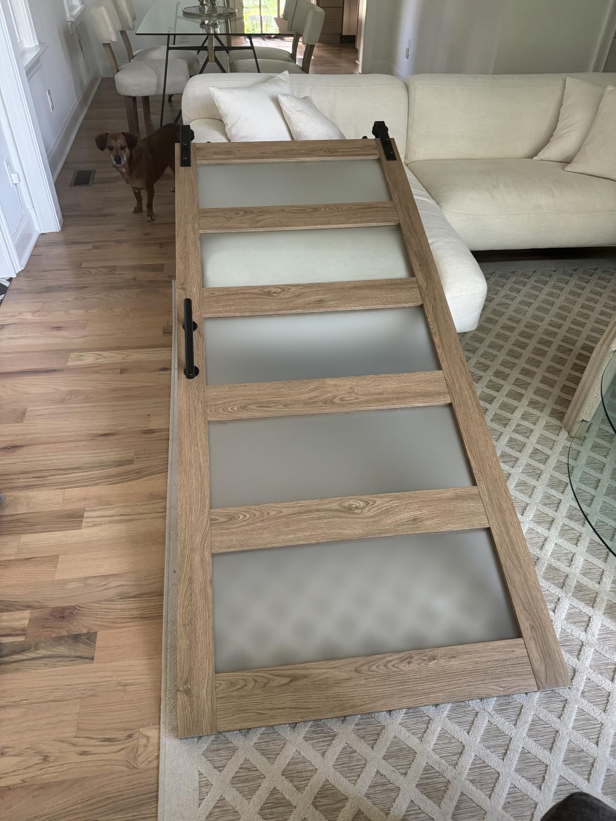 40in x 84in 5-Panel Sliding Glass Barn Door with 4ft Hardware Kit customer photo 1